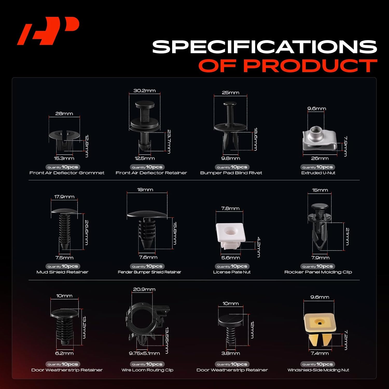 A-Premium 230PCS (52.16 oz/23 Sizes) Bumper Retainer Clips w/Removal Tool Compatible with Chevy Silverado 1500/2500 & GMC Sierra 1500 Fender Fasteners Assortment Hood Clip Door Trim Push Pin Rivets