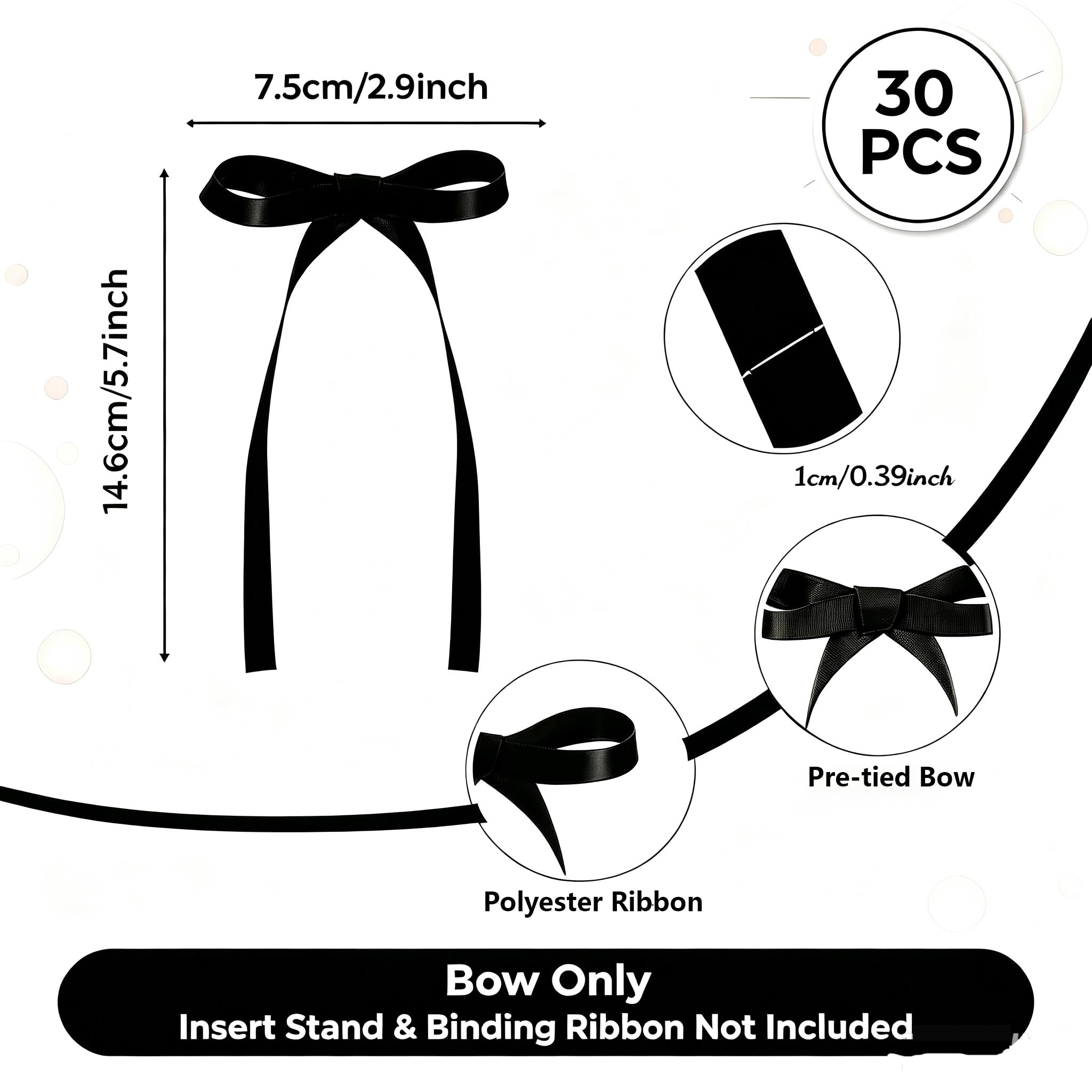 Black Ribbon Bow Cake Toppers - Halloween Party Decor -4