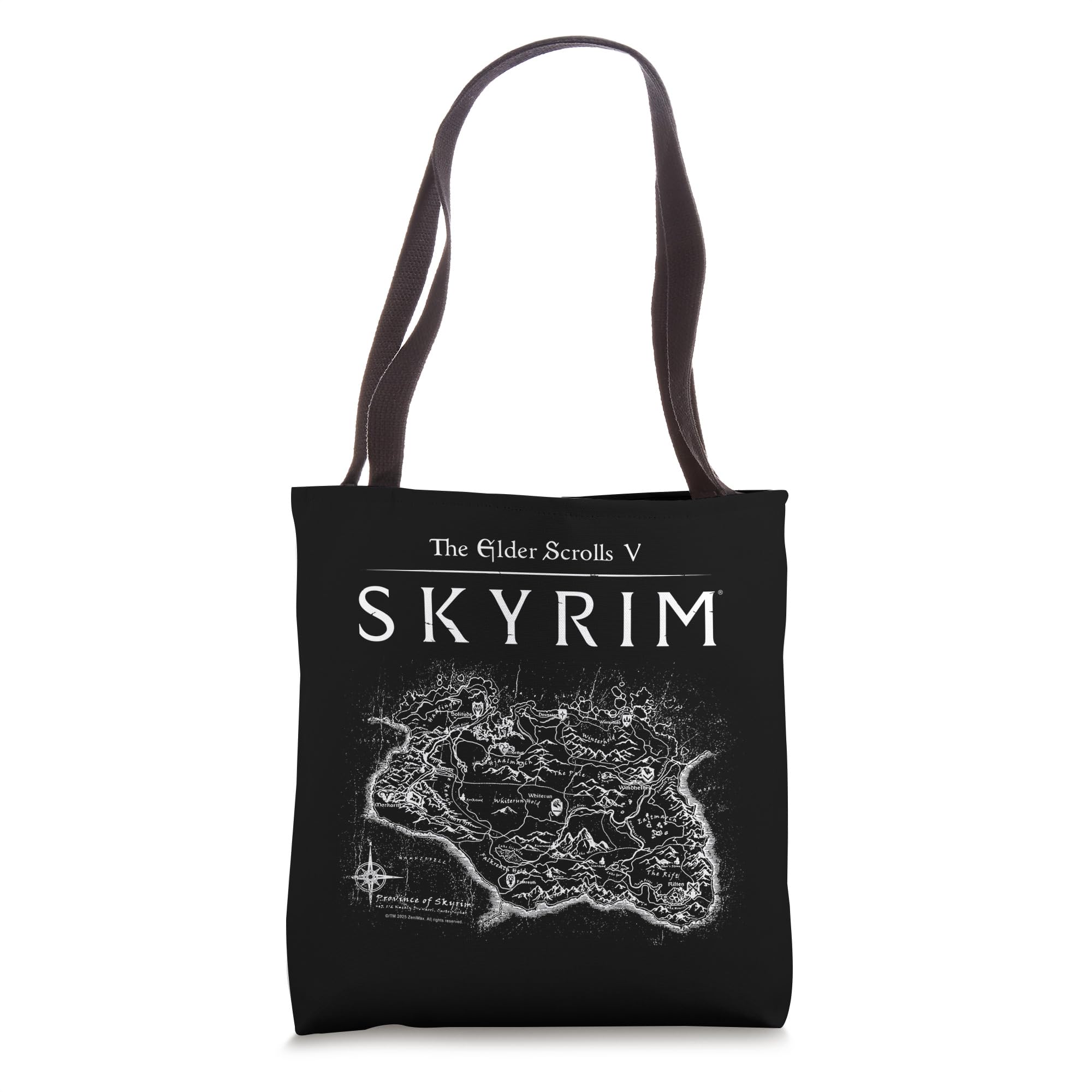 Elder Scrolls Skyrim Province Map Video Game Tote Bag