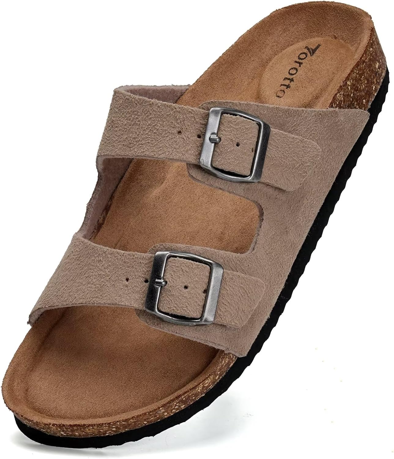 Torotto Womens Slides with Cork Footbed Open Toe Adjustable Webbing Flat Sandals for Walking | Beach | Indoor