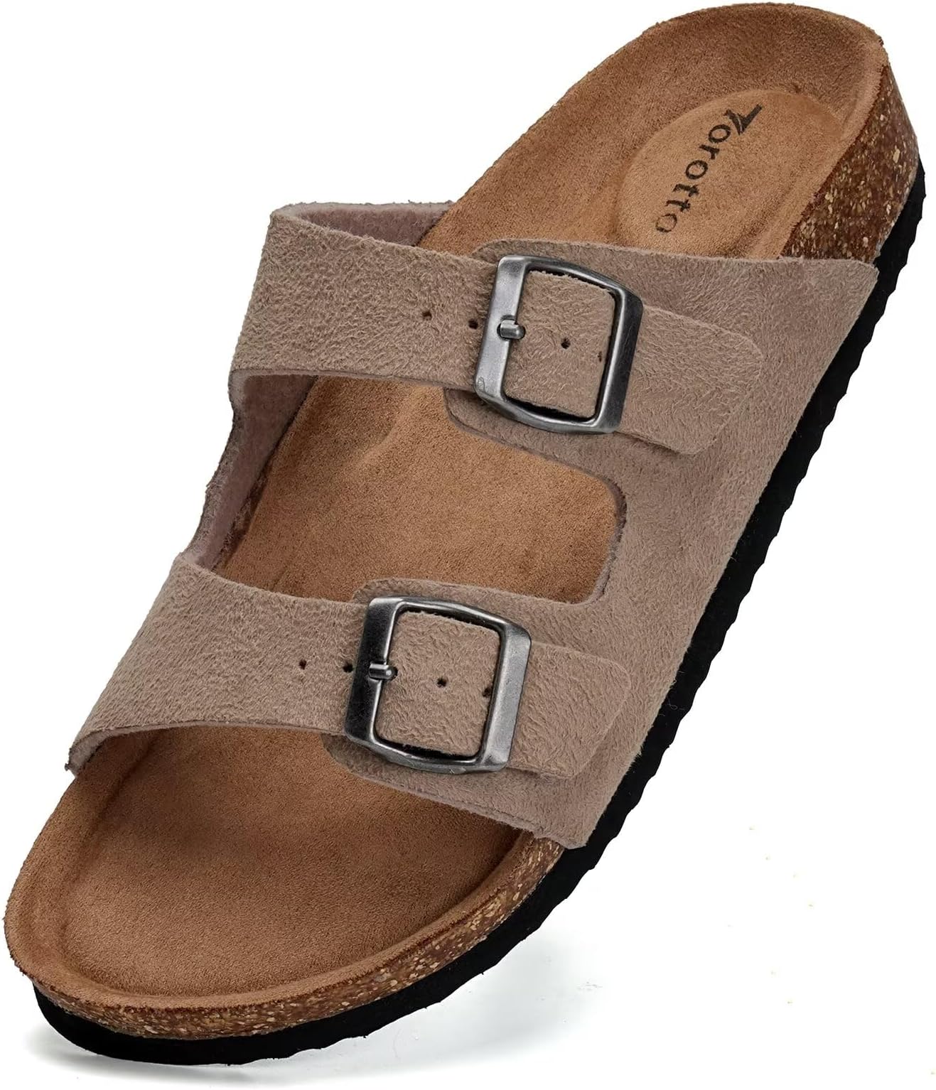 Womens Slides with Cork Footbed Open Toe Adjustable Webbing Flat Sandals for Walking | Beach | Indoor