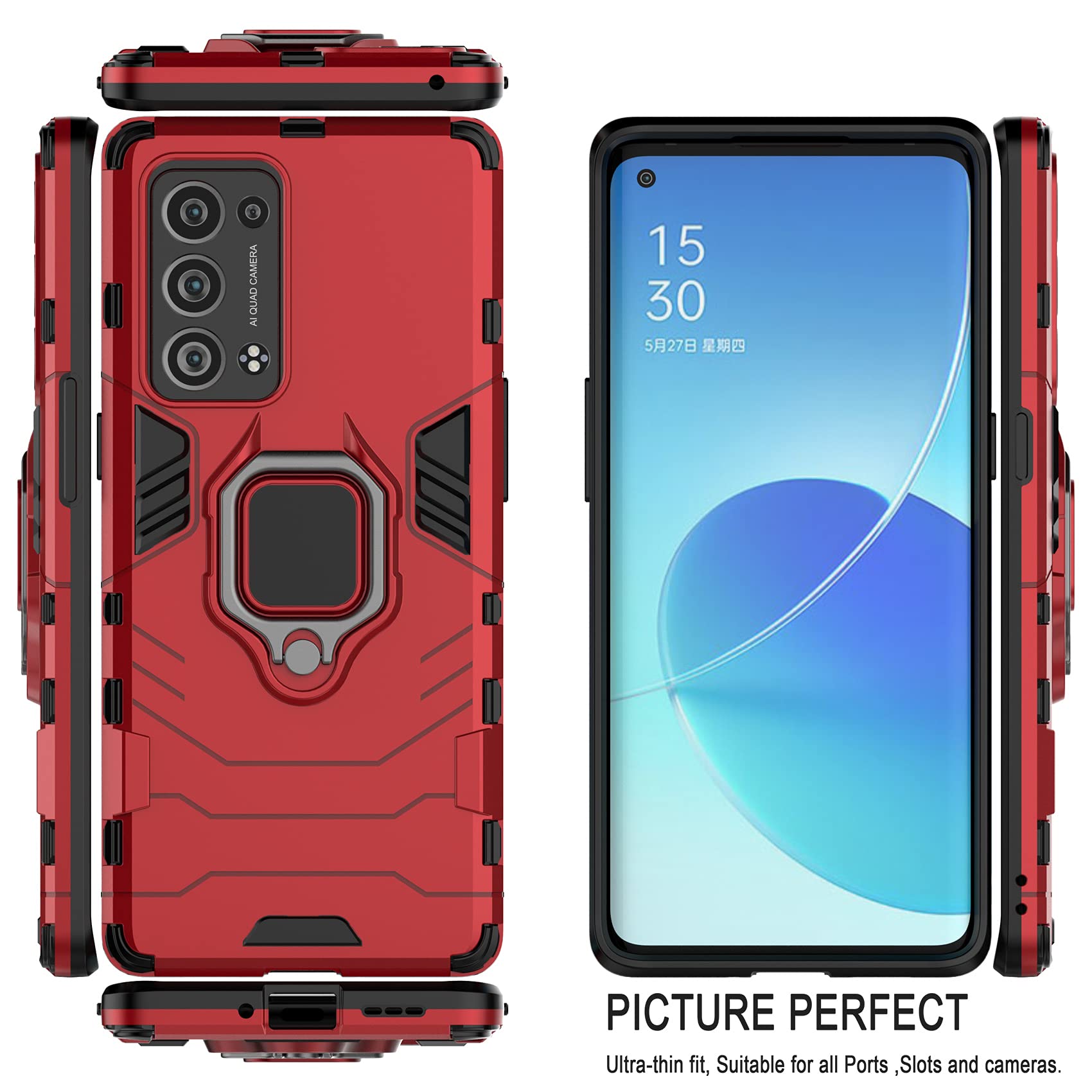 ESTH® Custodia per Oppo Reno6 PRO 5G con 2 Pezzi Pellicola Protettiva