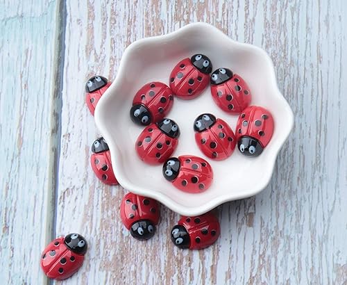 Miniatura 6 de Sowaka 20 piezas de mini adornos de mariquita de resina con parte trasera plana para el cabello, clip para el cabello, proyectos de arte de