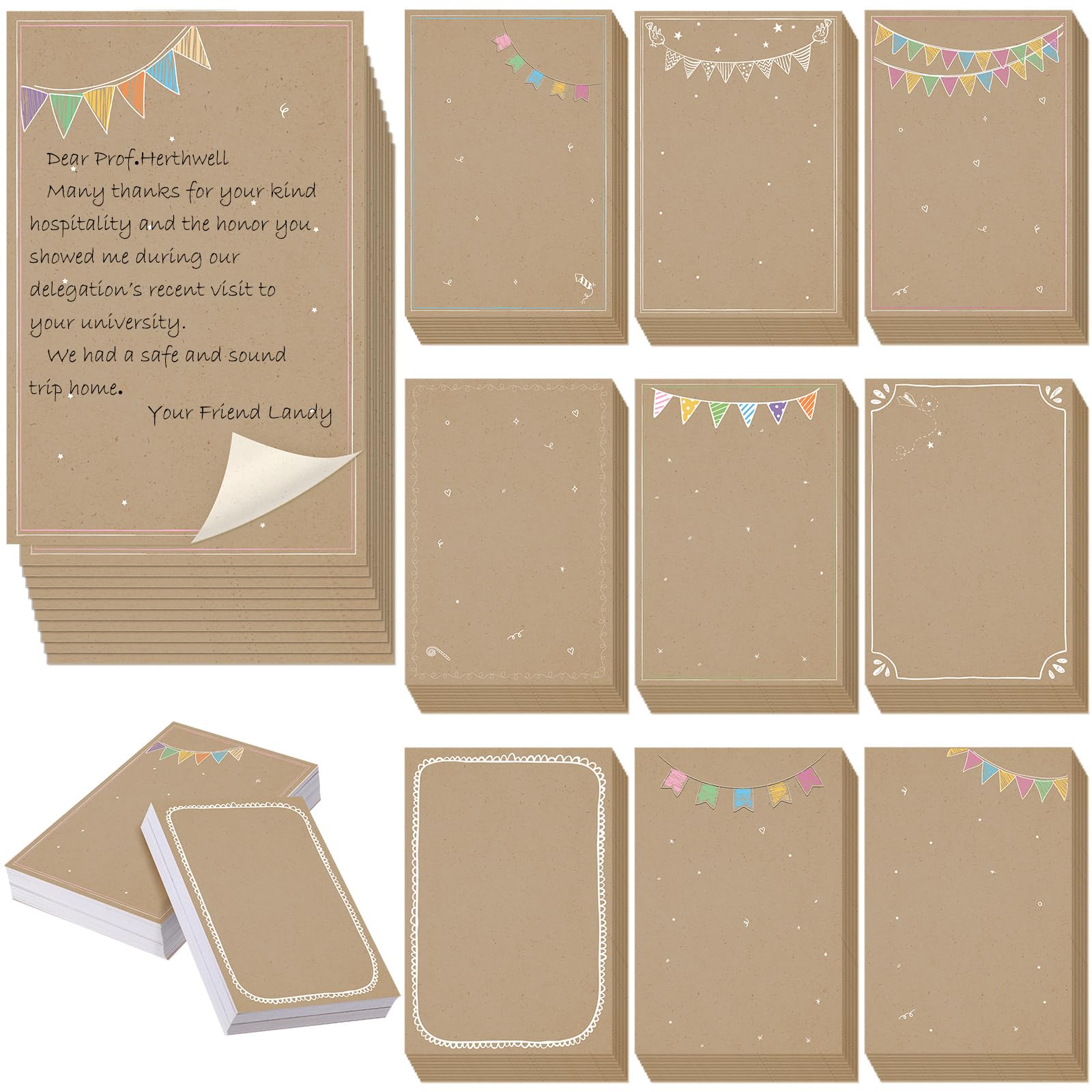 Spiareal 100 Pcs Blank Note Cards Index Card, Kraft Paper, 4 x 6 in, Banner