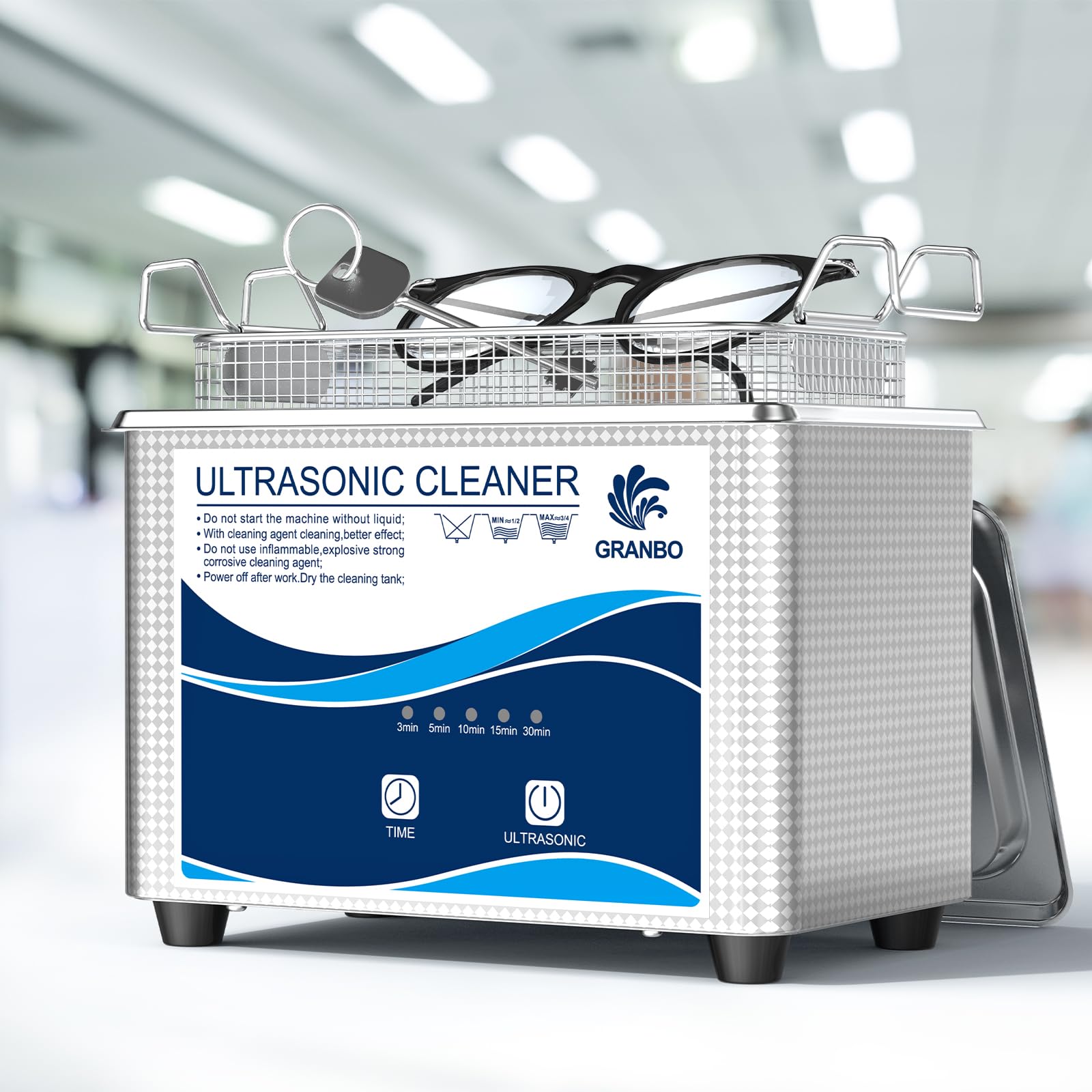 1L Jewelry Cleaning Ultrasonic Machine 40kHz with Digital Timer and Degassing,110V Digital Ultrasonic Parts Cleaner for Denture Dental Oral Irrigator Parts Glasses and More