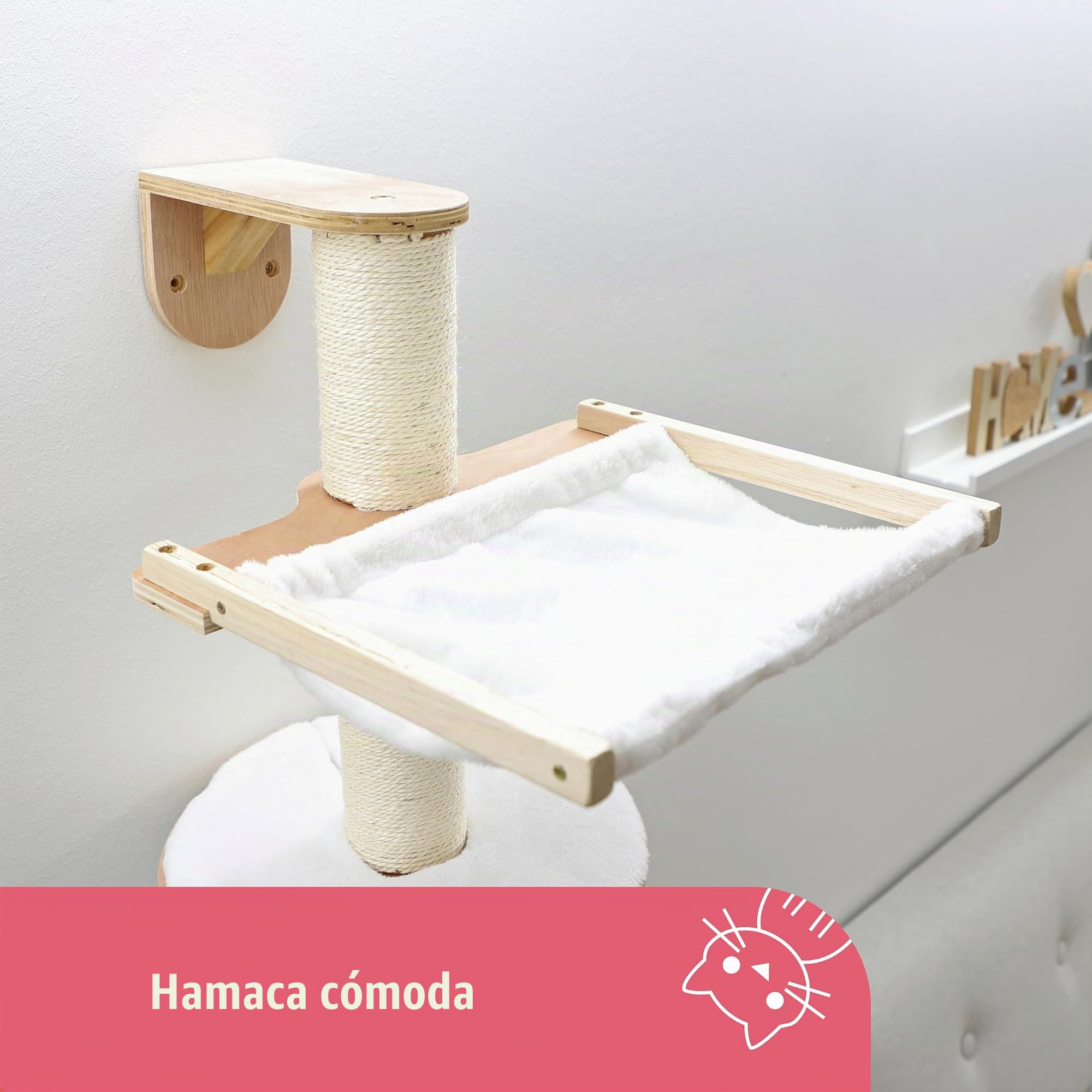 Kerbl Pet Rascador de pared Dolomit, árbol para gatos, blanco, 168cm, madera, felpa, sisal, para gatos, cojín extraíble y acolchado