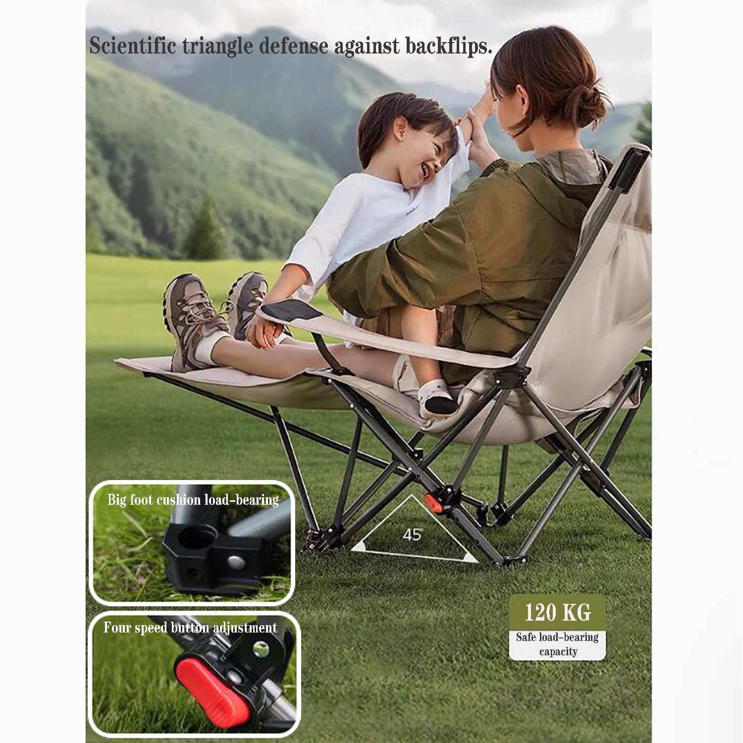 Campingstuhl, faltbar, tragbar, verstellbar, mit Rückenlehne, strapazierfähig, gepolstert, Outdoor-Stuhl mit Getränkehalter, für Reisen, Strand, Picknick, Festival, 600D Oxford-Gewebe