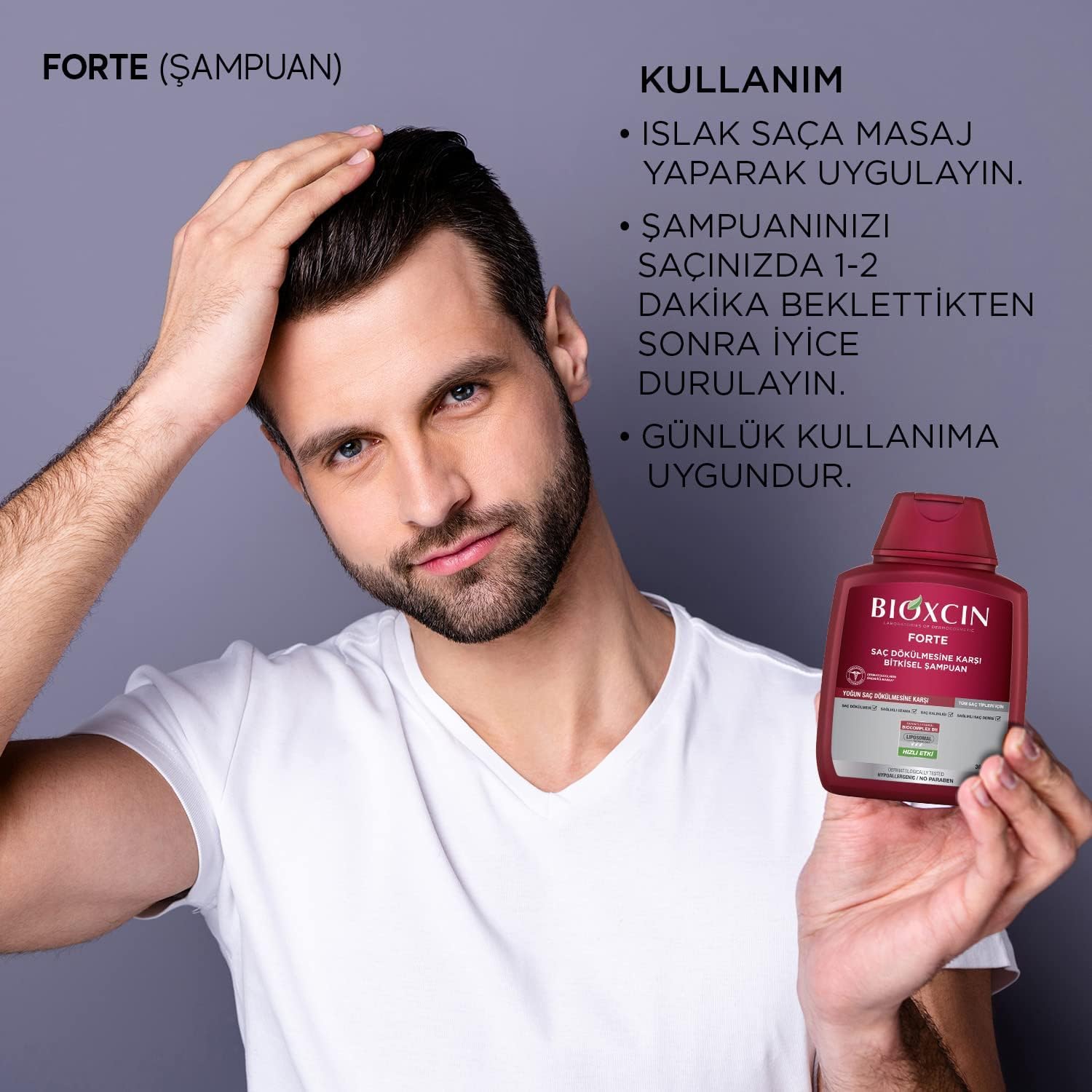 BIOXCIN FORTE Shampooing Anti-Chute Intense - Efficace & Rapide - Avec Bio Complex B11 - Testé Cliniquement - Croissance Des Cheveux Plus Forte, Plus Épais