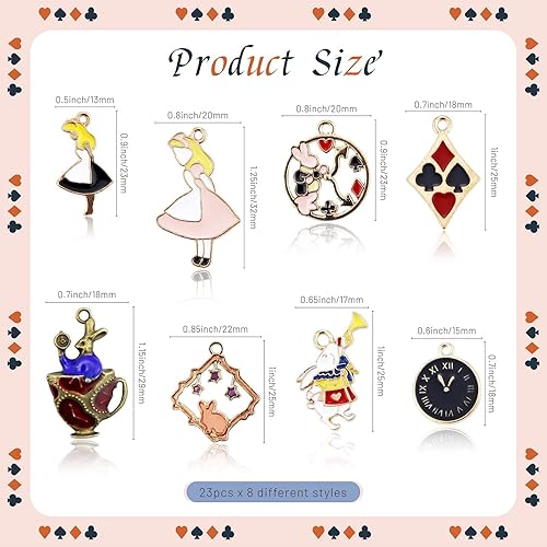 Miniatura 2 de JIALEEY 19 dijes de corona de Alicia en el país de las maravillas chapados en oro surtidos para collares, pulseras, fabricación de joyas y