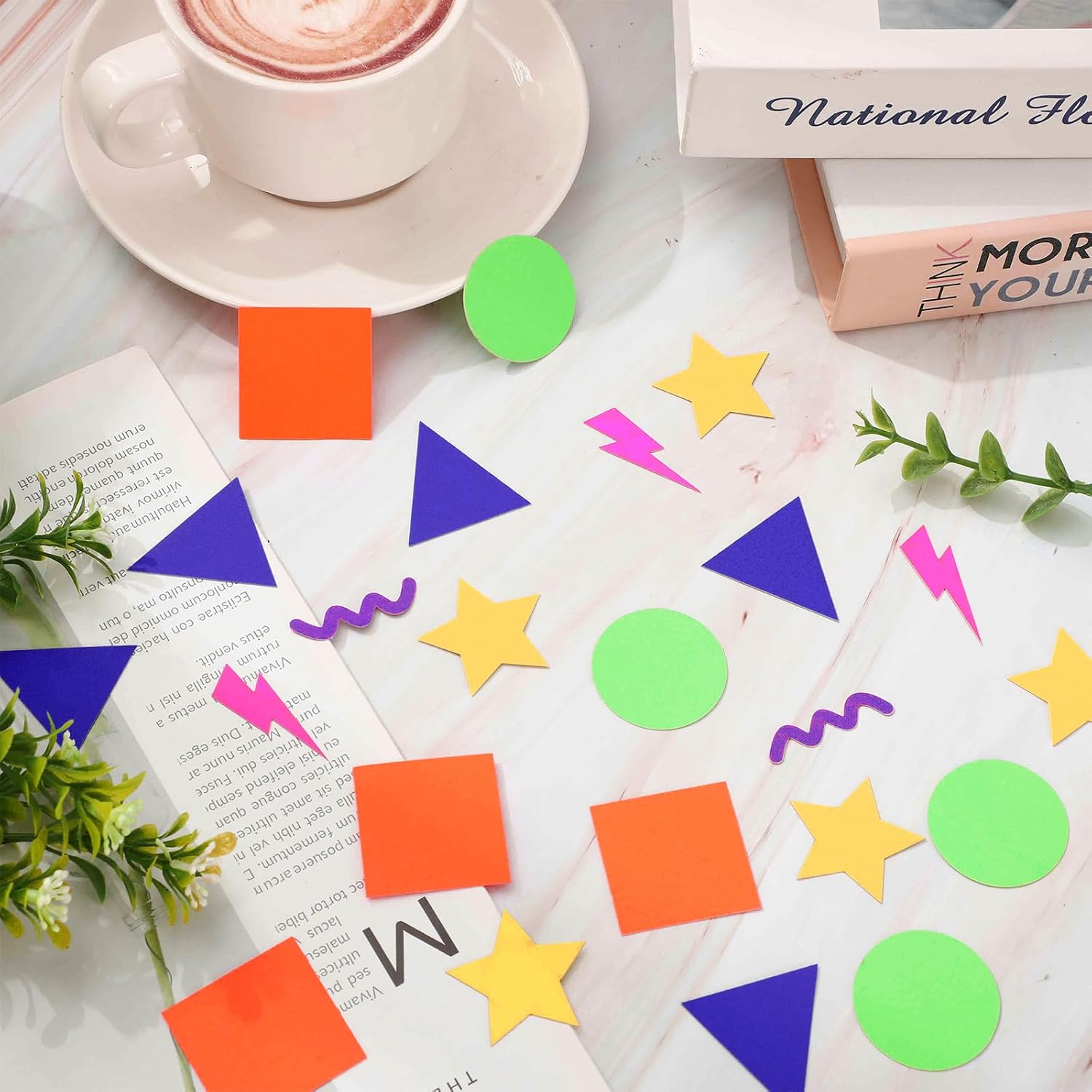 JarThenaAMCS 300Pcs 80s 90s Party Table Confetti Neon Colored Confetti Colorful Table Centerpiece for Bachelorette Birthday Party Decoration