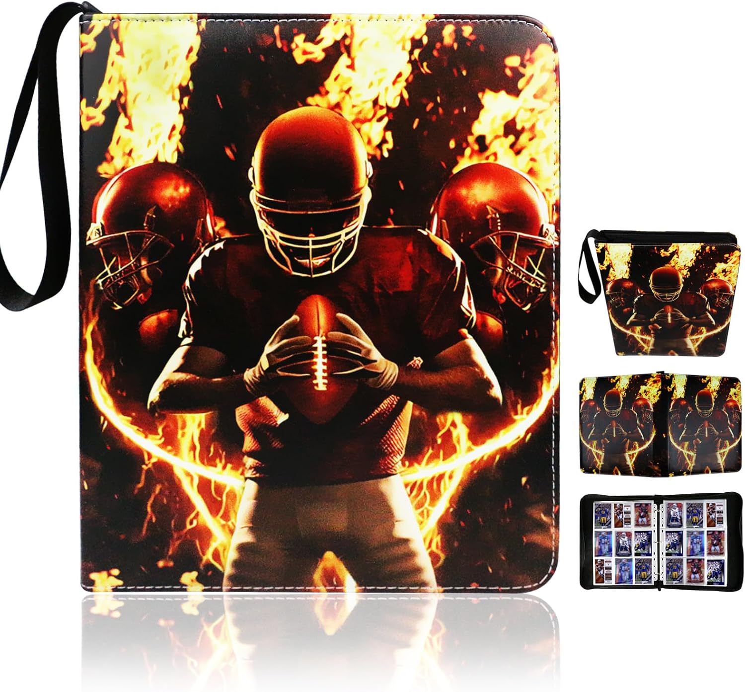 Football Card Binder, 2025 Sports Trading Card with Sleeves Holder Album, 900 Pockets Rugby Card Holder Sheets Display Storage Protectors for Collectors Boys and Girls Gift