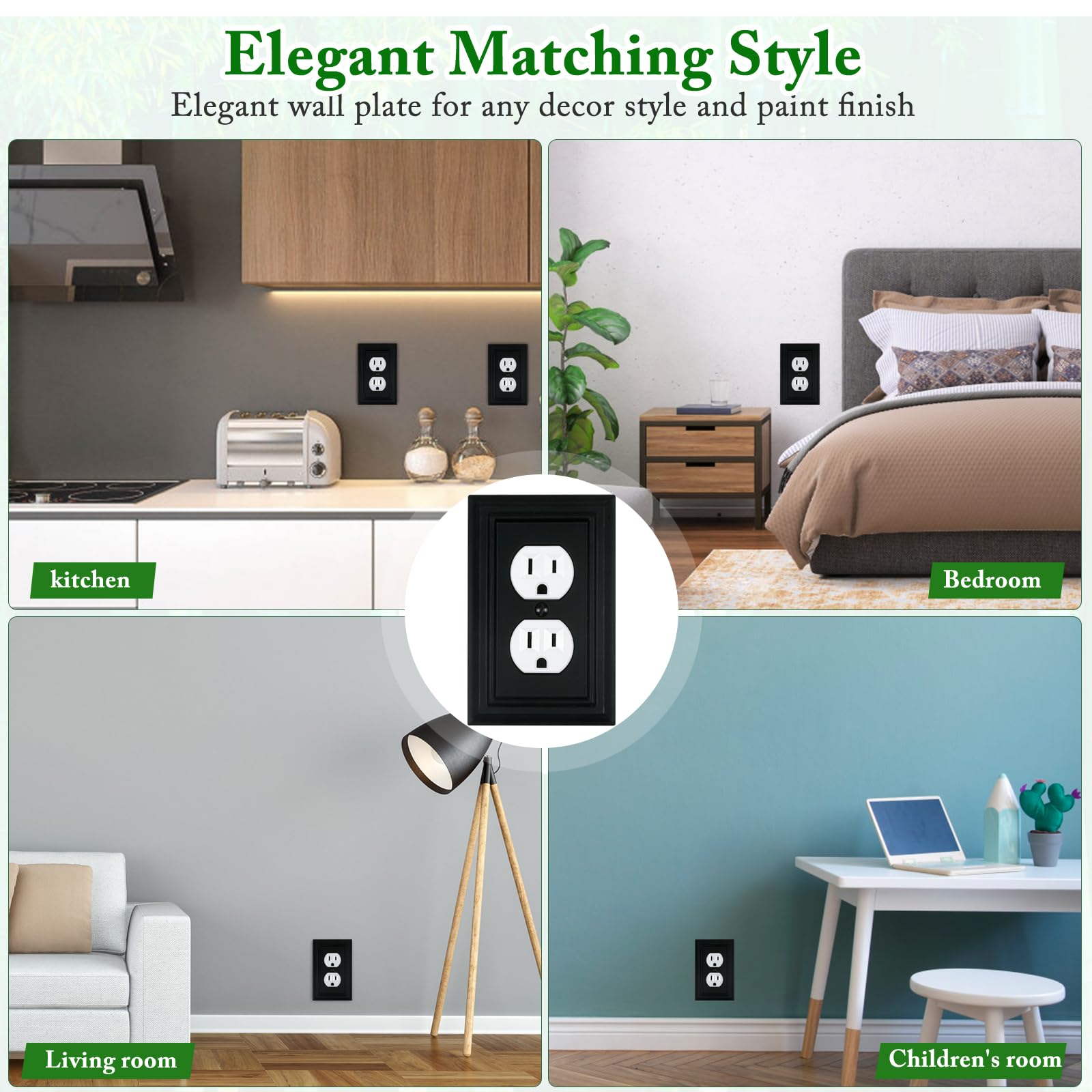 Matte Black Outlet Covers - Bamboo Fiber Wall Plates -7 Matte Black Outlet Covers - Bamboo Fiber Wall Plates -7