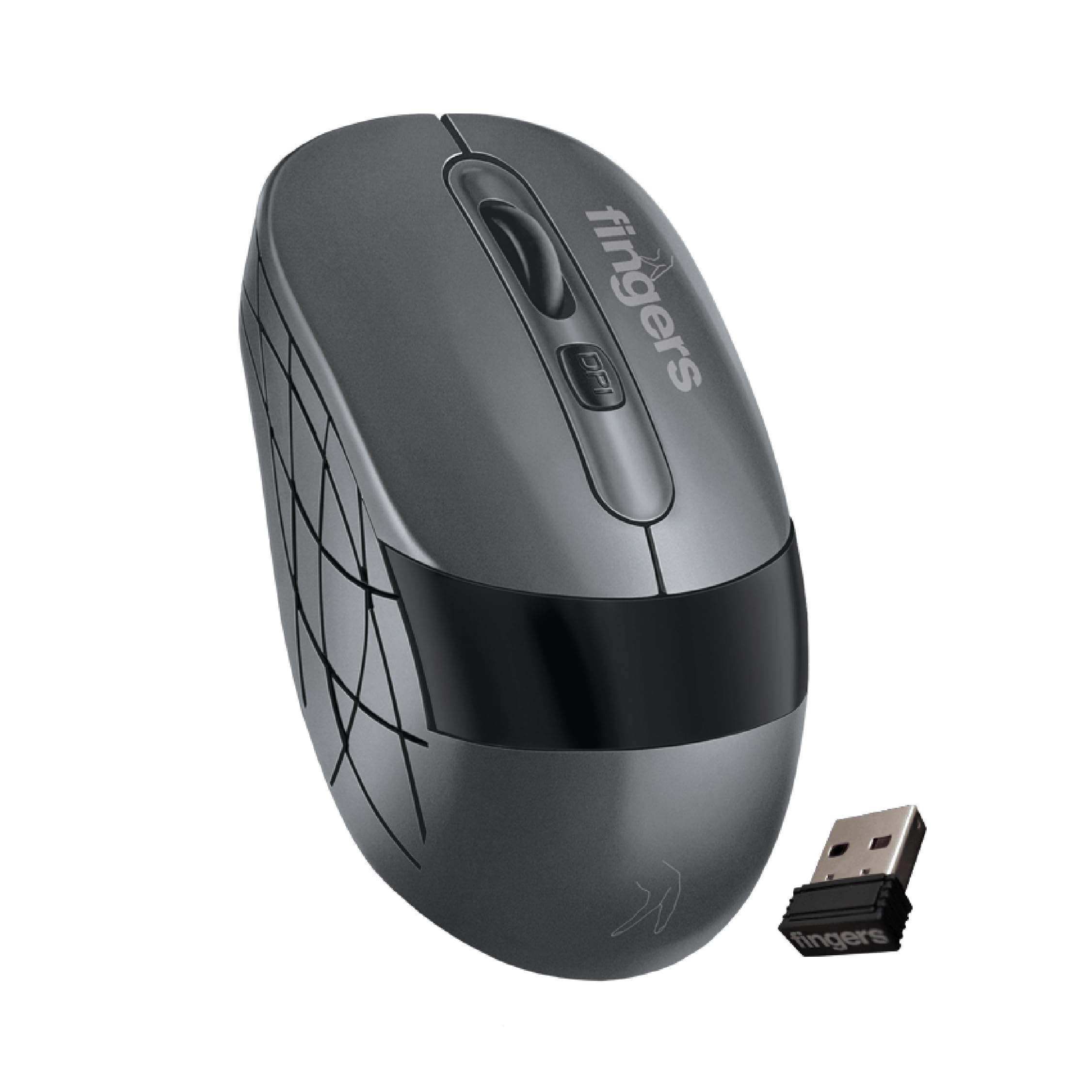 FINGERS AeroGrip Nova Wireless Mouse - 3-in-1 (USB Receiver + Bluetooth + Rechargeable), Adjustable DPI, Anti-Slip Grip, Ambidextrous Design, Works on Most Surfaces - Dark Grey-image-20