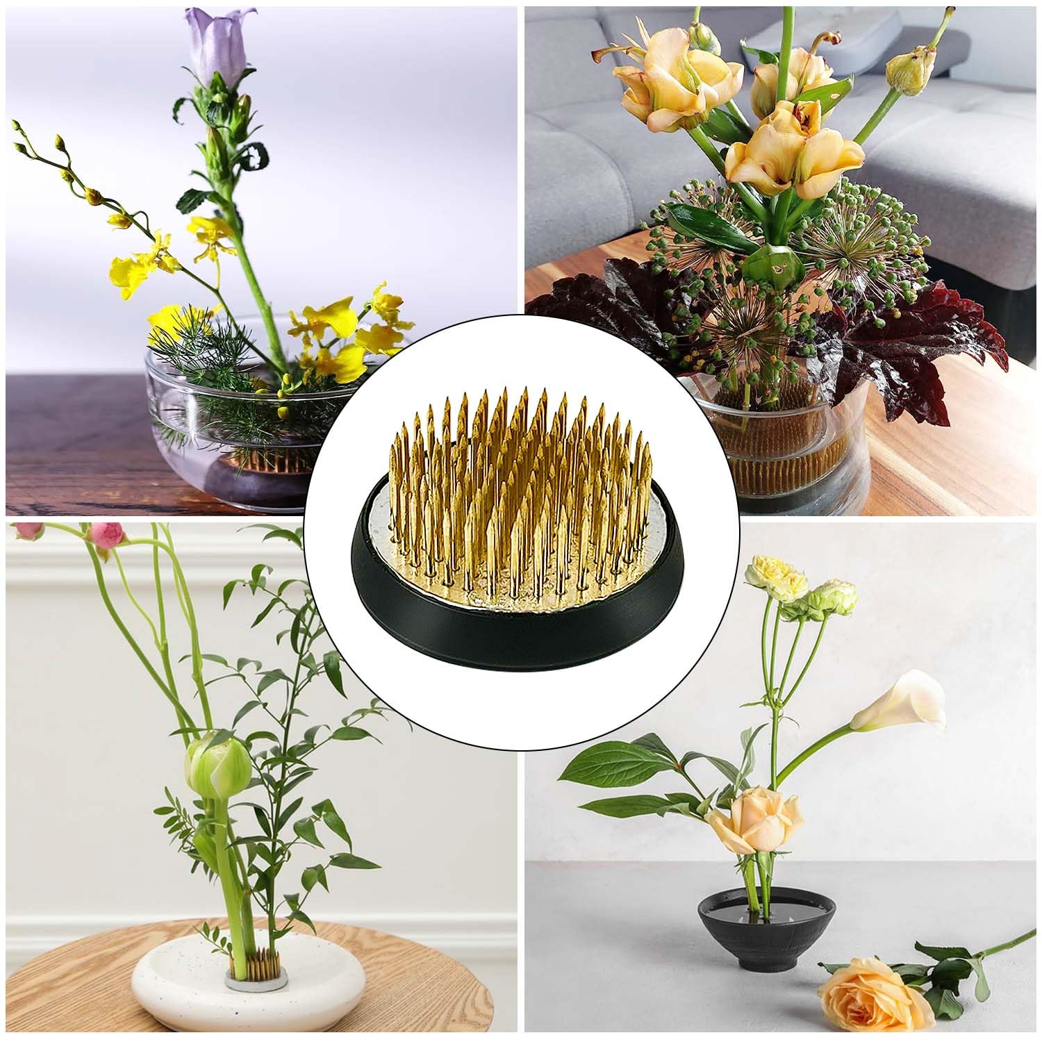 4 Pezzi Ikebana Kenzan, Rotonda Flower Ffrog, Acciaio Inossidabile Perno Disposizione Fiori, Disposizione dei Fiori Pin, Rana Fiore Adatto per Giardino Negozio Fiori Sala tè Soggiorno (23/34/40/50mm)