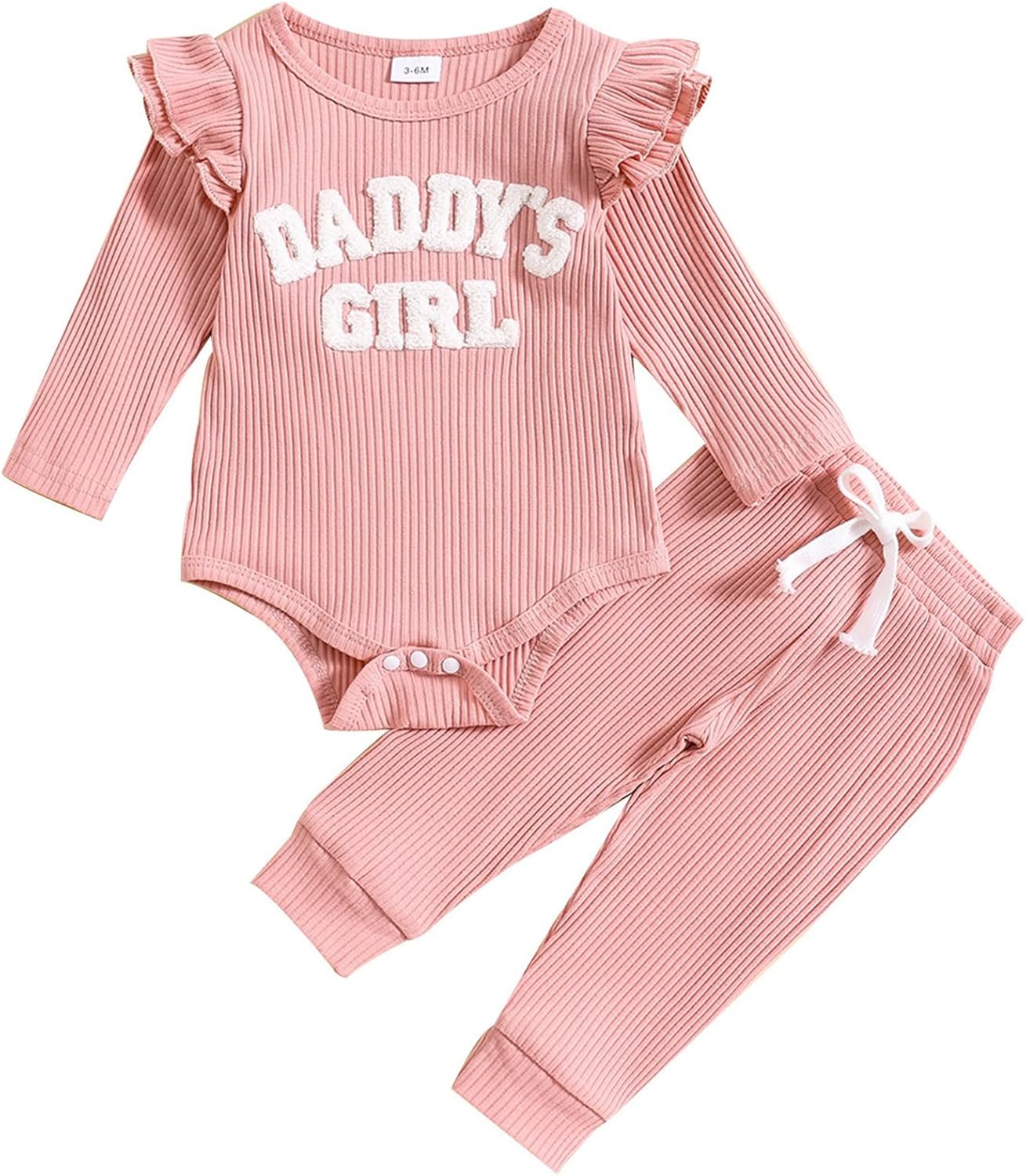 JiAmy Baby Girls Outifts, Newborn Clothes Set Daddy’s Girl Ruffle Long Sleeve Bodysuit and Pants 2pcs Sets for 0-18 Months JiAmy Baby Girls Outifts, Newborn Clothes Set Daddy’s Girl Ruffle Long Sleeve Bodysuit and Pants 2pcs Sets for 0-18 Months