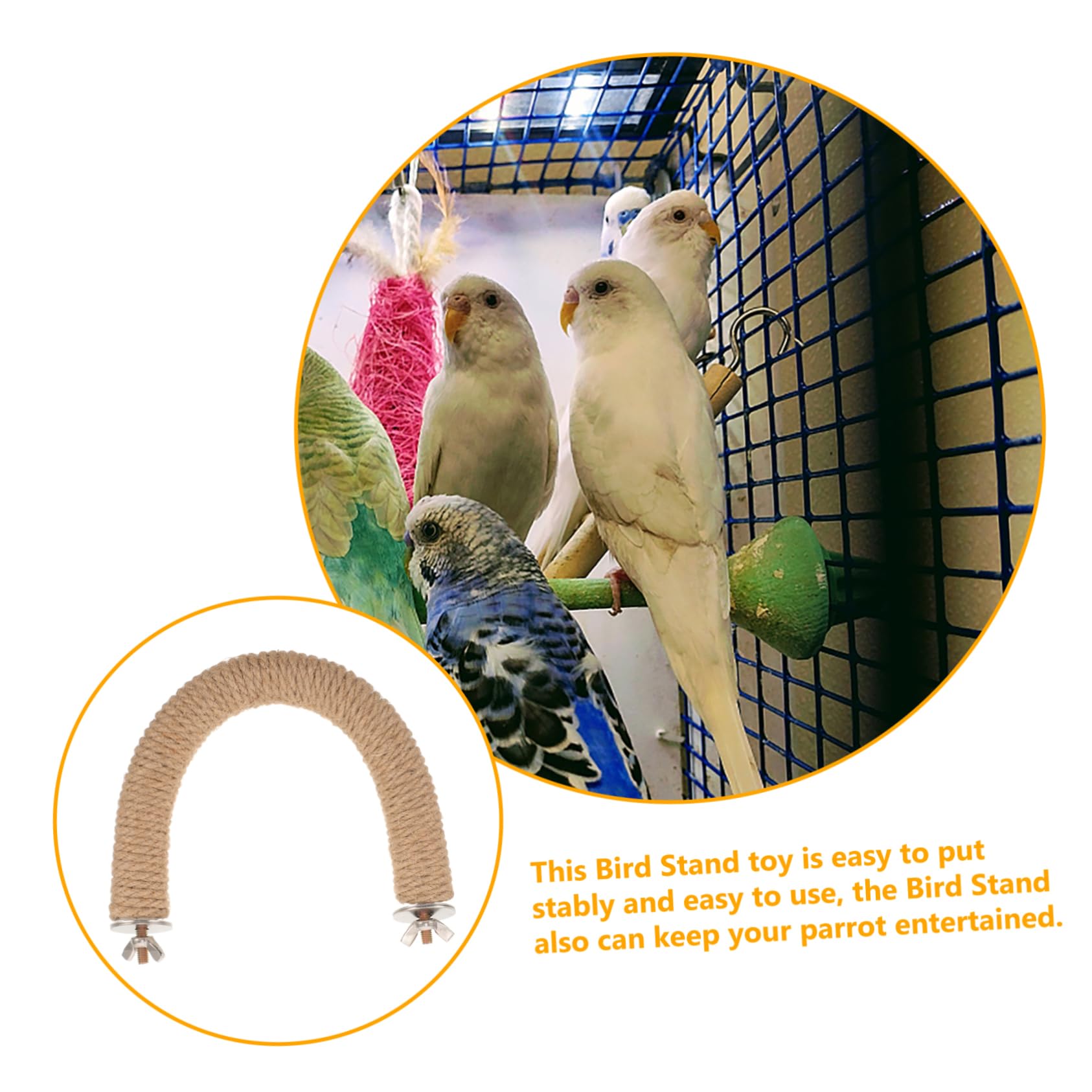 VANZACK 5piezas Perch De Aves U-Type Cuerda De Percha Interactiva para Periquitos y Accesorio para Jaula De Aves Juguete De Masticar y Ejercicio para
