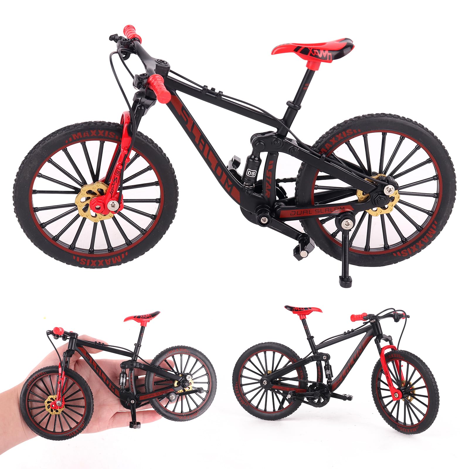 Hojalis Mini Bicycle Model, 1:10 Scale Mini Finger Bikes, Finger Bike Models, Miniature Finger Mountain Riding Bike Model, Fingers Mountain Bikes for Kids Boys Home Office Ornaments
