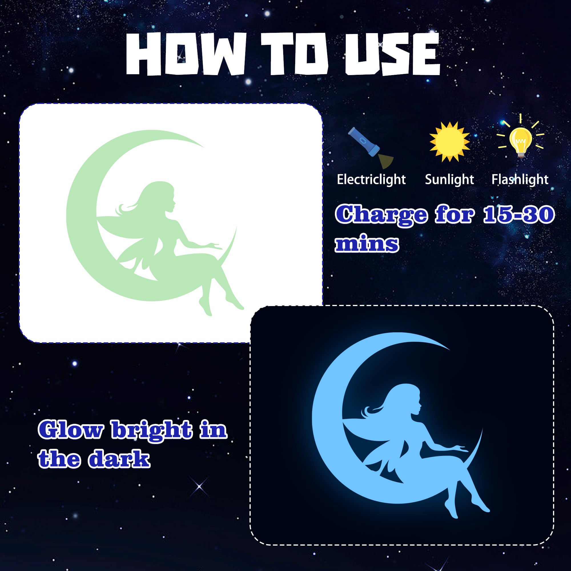 470PCS Estrellas Fluorescentes para Techo Unicornio Pegatinas Pared Hadas Estrellas Luminosos para el Techo Pegatinas de Pared Leuchtsterne Kinderzimmer Leuchtsticker