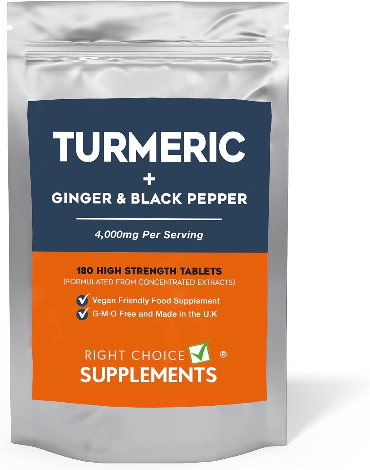 Turmeric Tablets 2400mg with Black Pepper & Ginger 180 High Strength