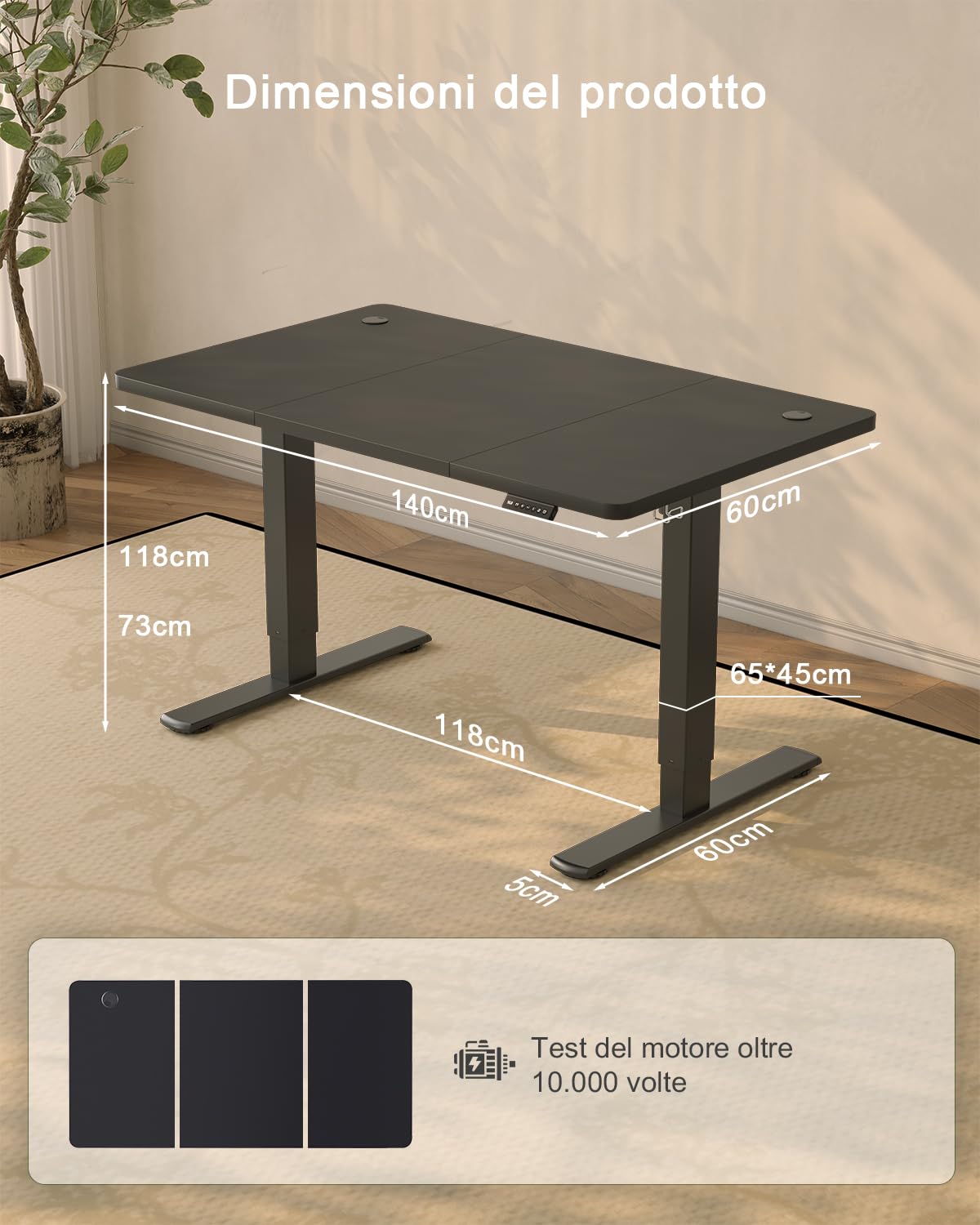 JUMMICO Scrivania Regolabile in Altezza, Scrivania Regolabile Elettrica con Smart Panel da caricatore USB, Scrivania in Piedi con Funzioni di Memoria, Standing Desk 140 x 60 cm, Nero