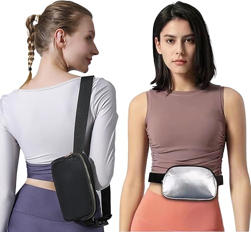 Miniatura 5 de Riñonera cruzada negra para mujer, bolsa de cinturón ajustable para exteriores, entrenamiento, viajes, casual, correr, senderismo, ciclismo,