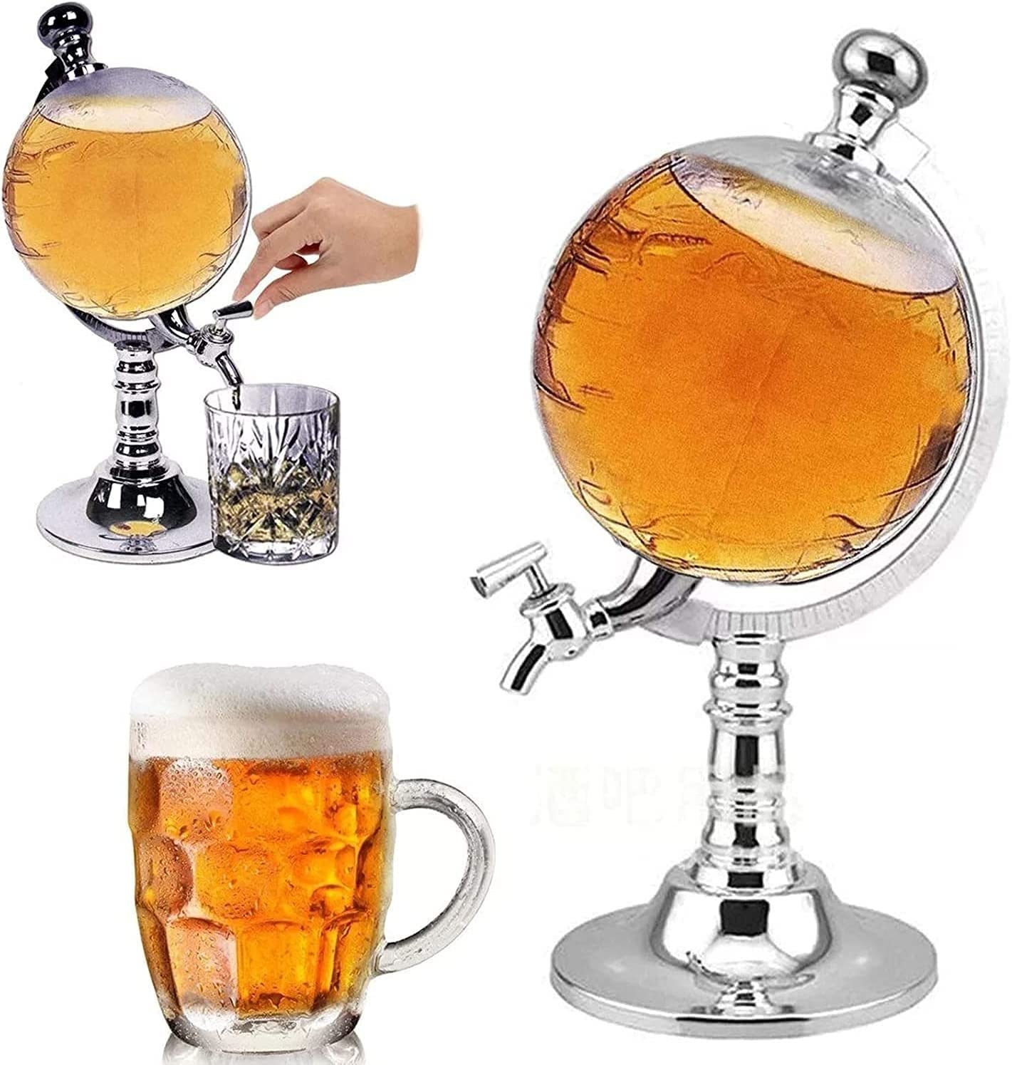 Dispensador de Cerveza, Balde de Cerveza Torre de Cerveza de 1,5 l, Dispensador de Torre de Bebidas Transparente, Diseño esférico