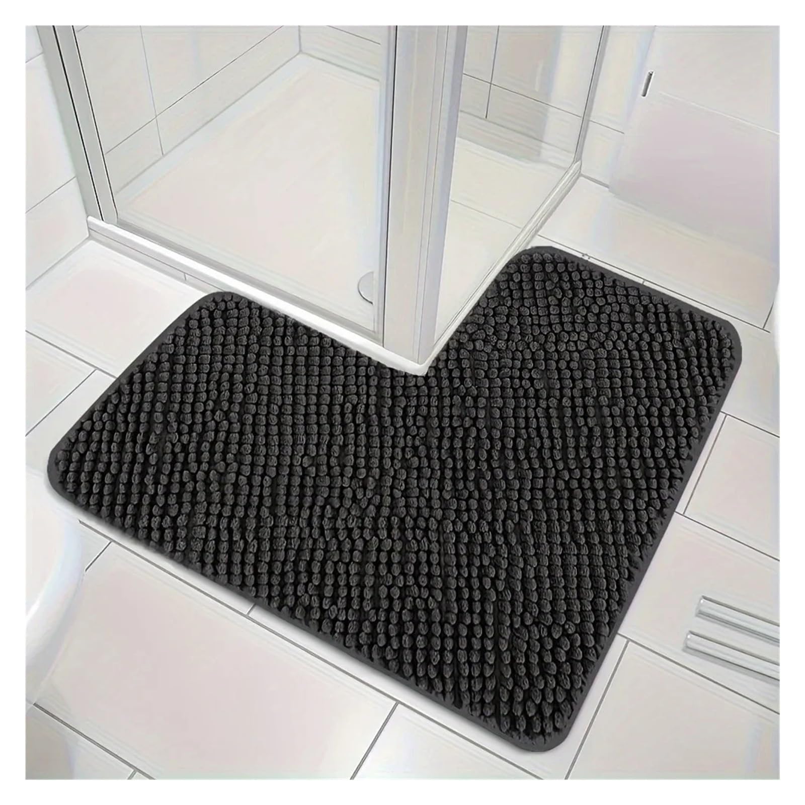 Tappeto Da Bagno A Forma Di L Tappetini da bagno a forma di L in cotone tinta unita, tappetino assorbente antiscivolo for il, tappeto for la casa(Apricot)