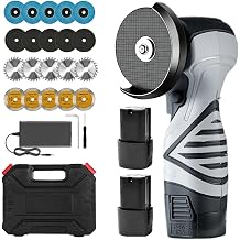 Cordless Brush Angle Grinder Kit, 13000RPM Mini Grinder with 2pcs 16.8V 2000mAh Batteries and 20 Cutting Discs, Power Angle Grinder Tool for Tile Concrete Metal Wood Cutter