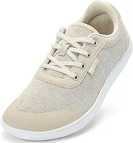 Sapatos femininos com bico largo – Sapatos minimalistas descalços zero drop casual confortável caminhada atlética ampla largura tênis moderno para joanete inchaço fascite plantar pé