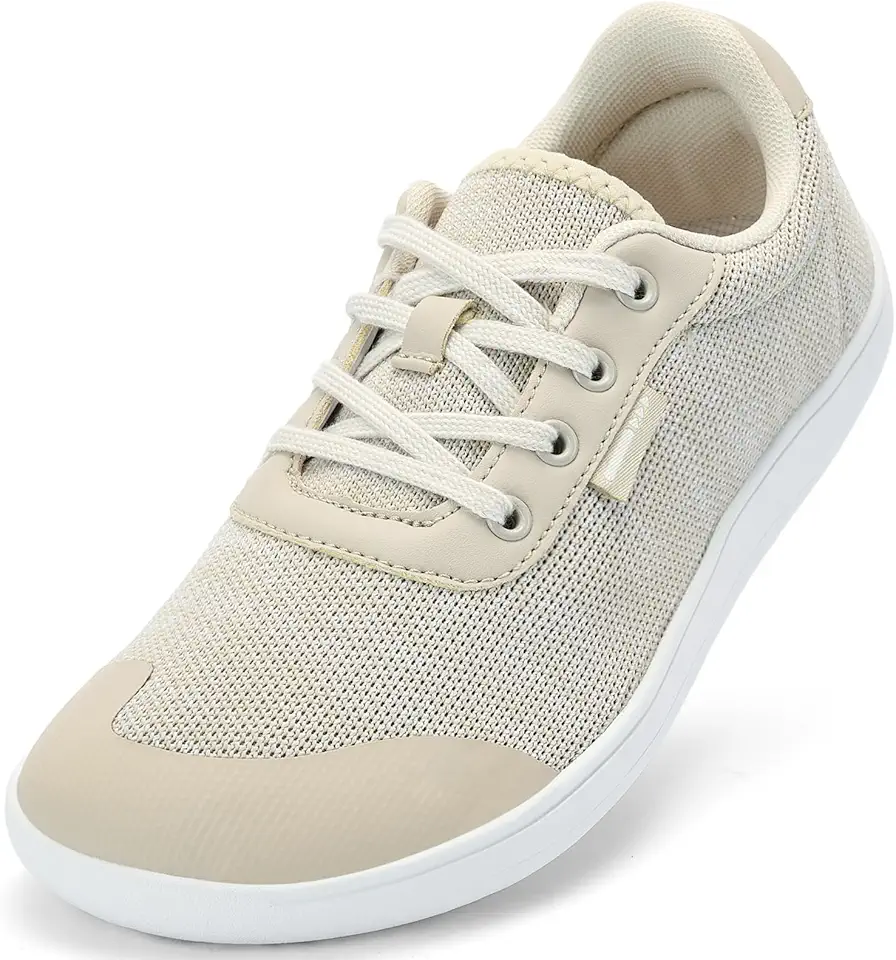 Sapatos femininos com bico largo – Sapatos minimalistas descalços zero drop casual confortável caminhada atlética ampla largura tênis moderno para joanete inchaço fascite plantar pé