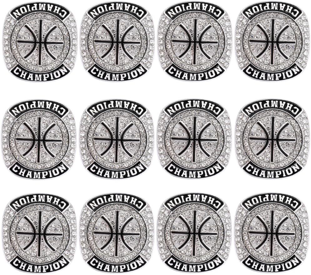 12 Pcs Basketball Championship Ring Trophy Award Gift Tournament Championship Ring Winner Tournament Team, from Size 8 to 11,