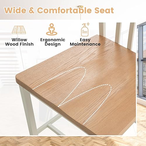 Miniatura 5 de COSTWAY Juego de 4 sillas de comedor de 18.5 pulgadas de altura de asiento, sillas de cocina con respaldo de eje sin brazos, silla Windsor de granja