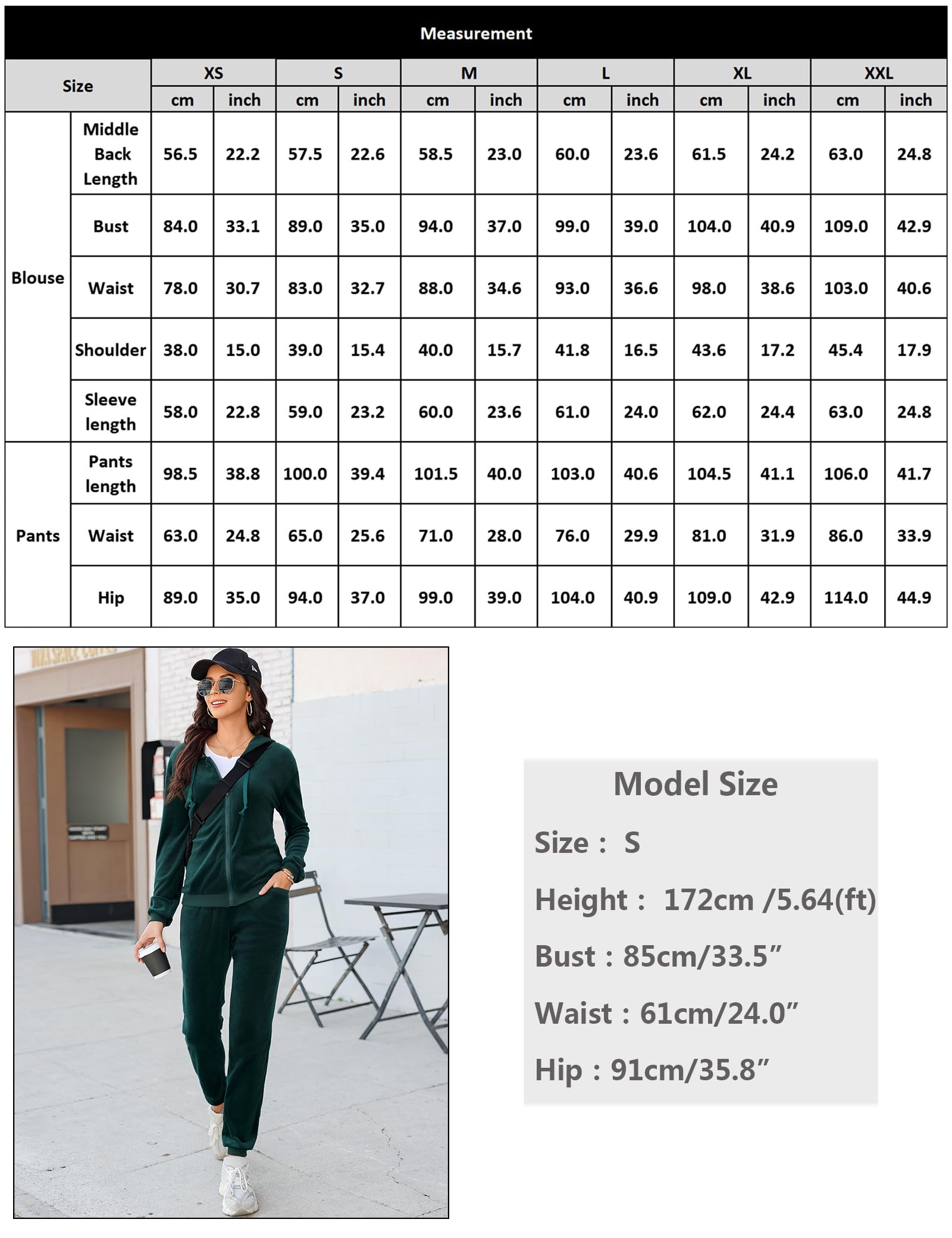 Aottori Chandal Mujer Completo Terciopelo Conjunto 2 Piezas Sudadera Capucha Cremallera Pantalón Largo Ropa Deportiva Casual Invierno
