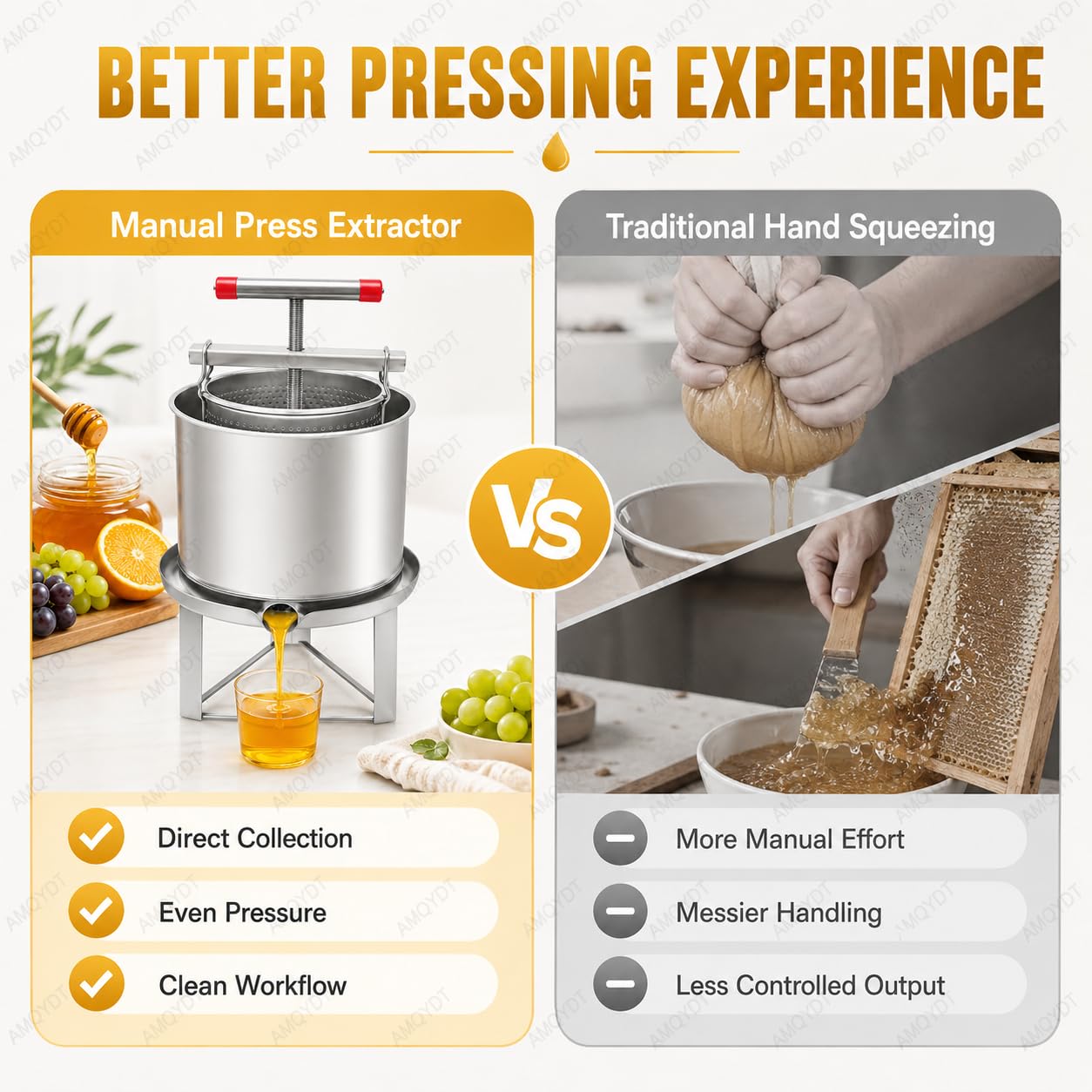 Máquina extractora de miel, prensador manual de acero inoxidable, 12,6 L para apicultura, zumo de frutas y vino, prensa de miel de gran capacidad