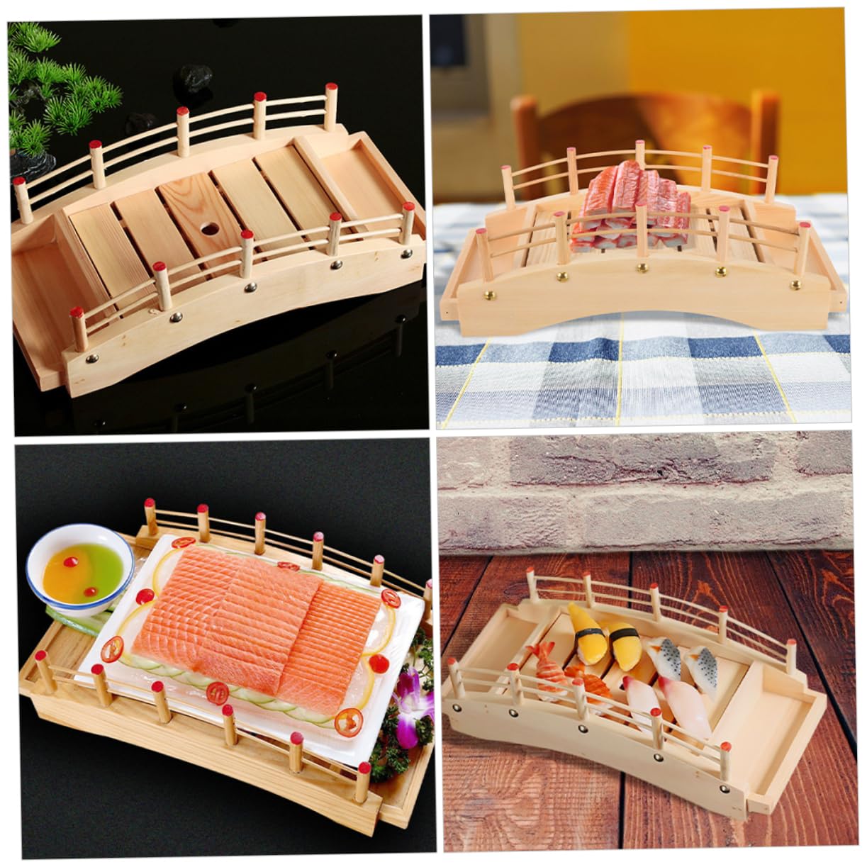 ULTECHNOVO Japanische Sushi Servierplatte mit Elegantem Bogenform Design zum Servieren von Vorspeisen und Obst für Restaurant und Zuhause