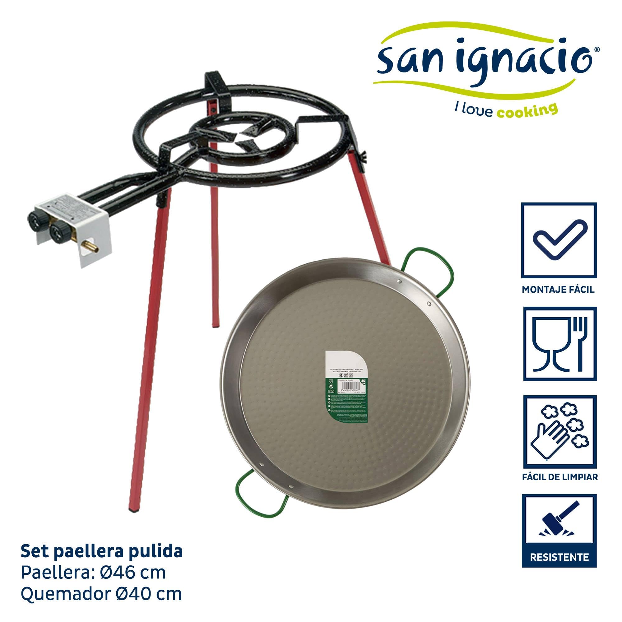 San Ignacio Set paella lucidata 46 cm bruciatore 400 mm collezione LA DEHESA