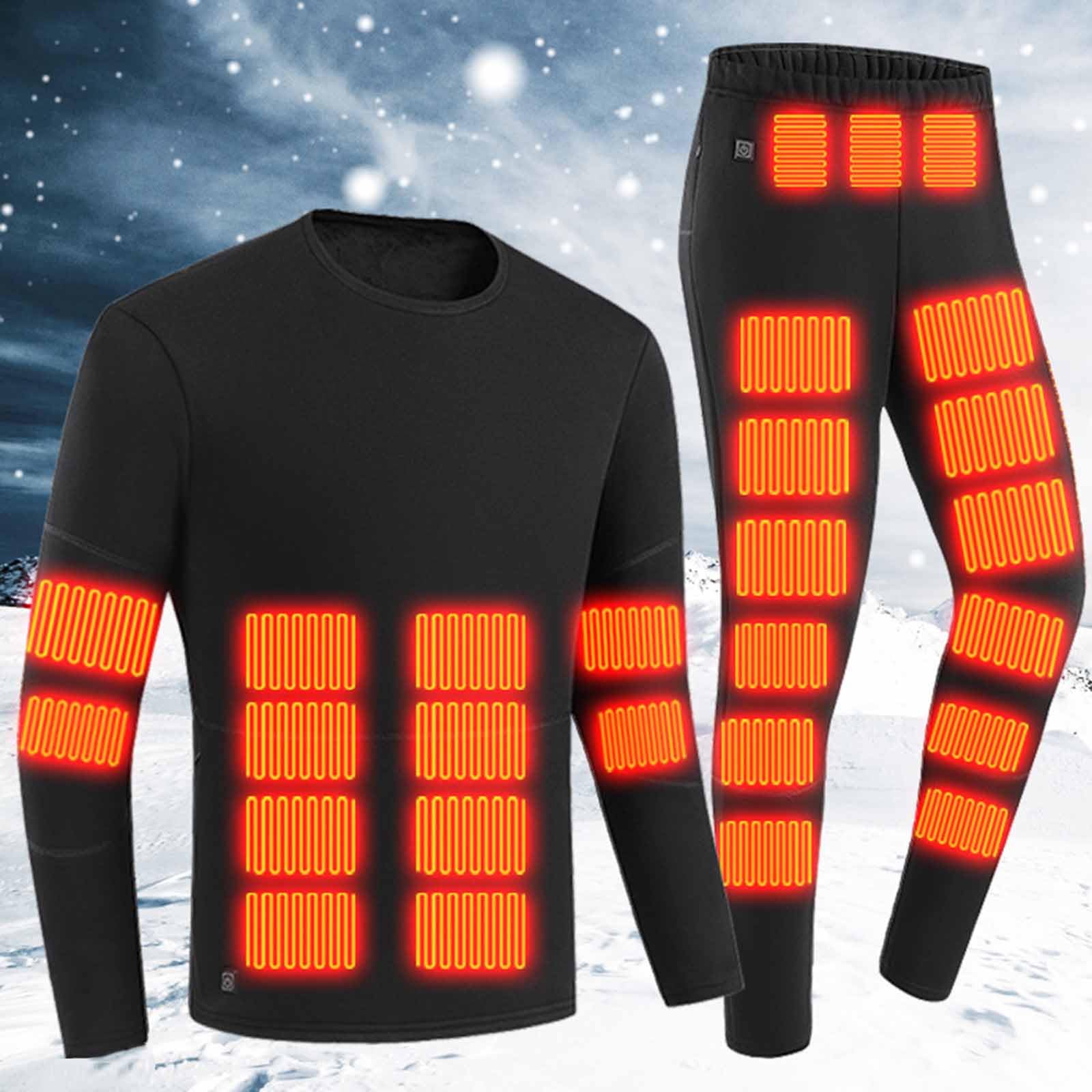 Beheizte beheizbare Unterwäsche Set Herren Damen, USB-Aufladung 52 Zonen intelligent beheizbar Oberteile und Hosen, 3 Gang Temperaturregelung Thermounterwäsche Set für Kalte Ski Angeln Radfahren