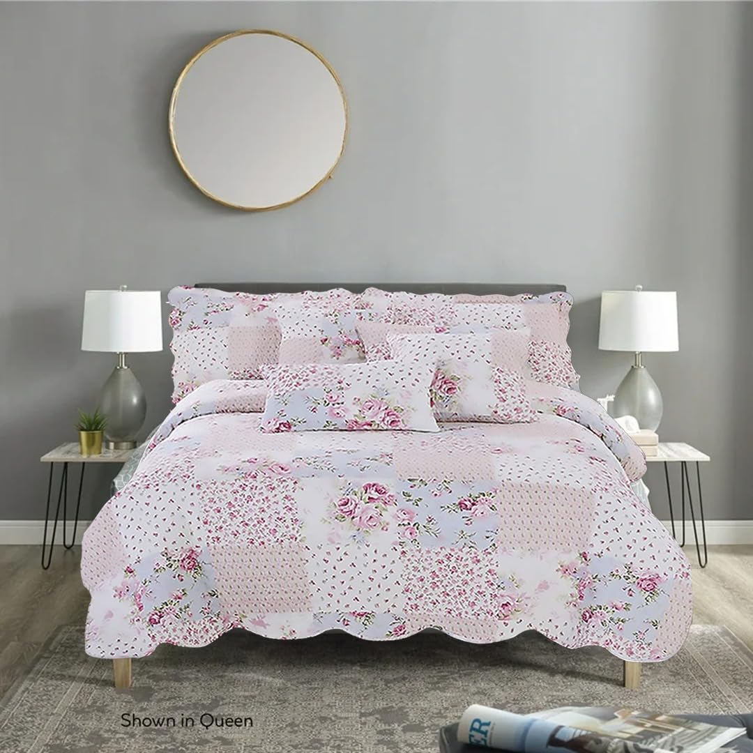 ZIYA HOMES Super King Size Quilted Patchwork Bedspread Comforter Bed Throw with Pillow Sham Quilted Coverlet Bedding set Reversible Cotton Bedsheet Quilted Set Machine Washable