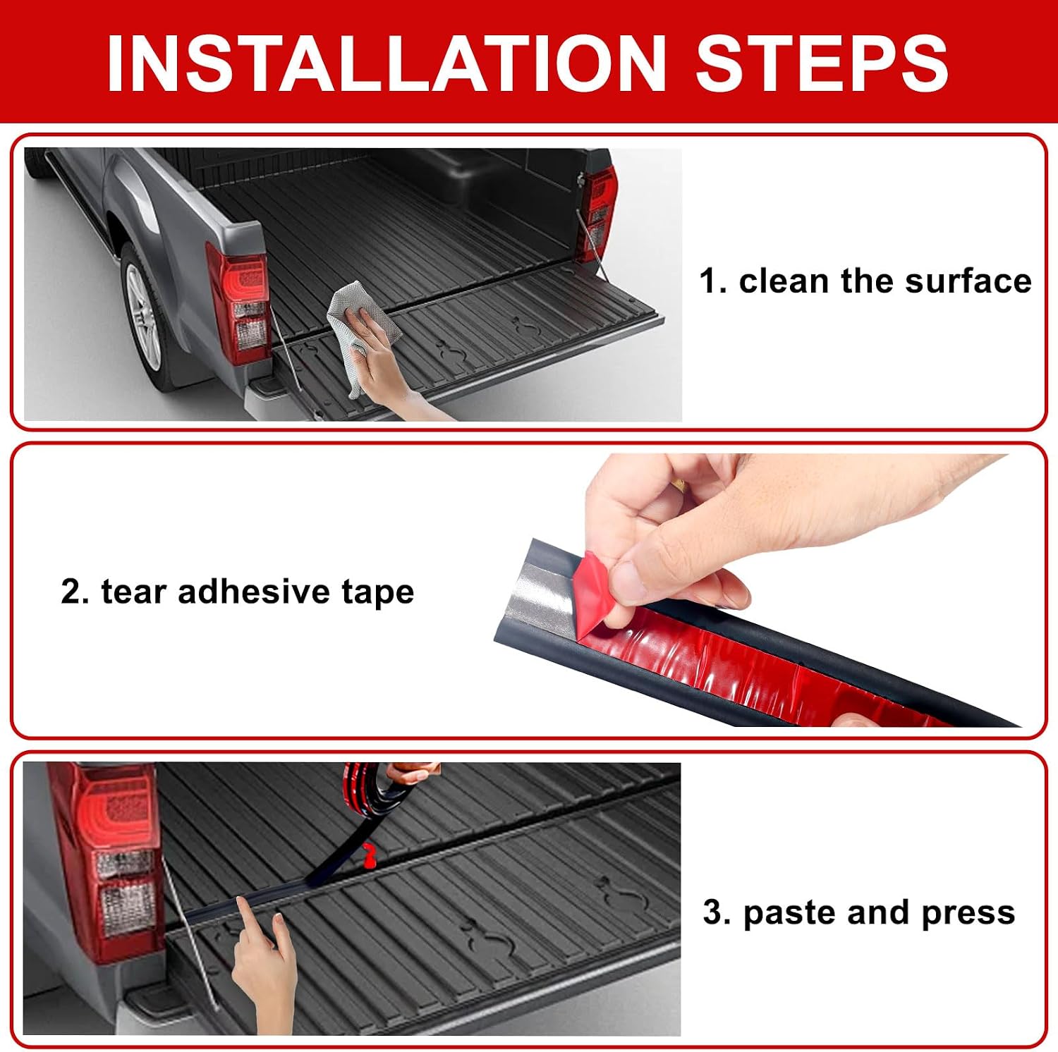 Neoprene Rubber Tonneau Cover Seal, Self-Adhesive Black Truck Tailgate Tonneau Cover Seal Strip, 295x1.5inch,1PCS