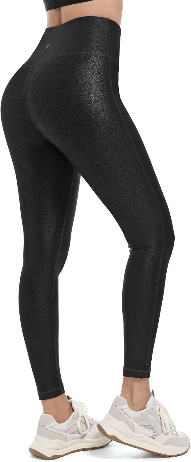 HARTPOR Faux Leather Leggings for Women 25''/ 28''- High Waisted Tummy Control Leather Pants Stretch Ankle Pleather Leggings - Image 2