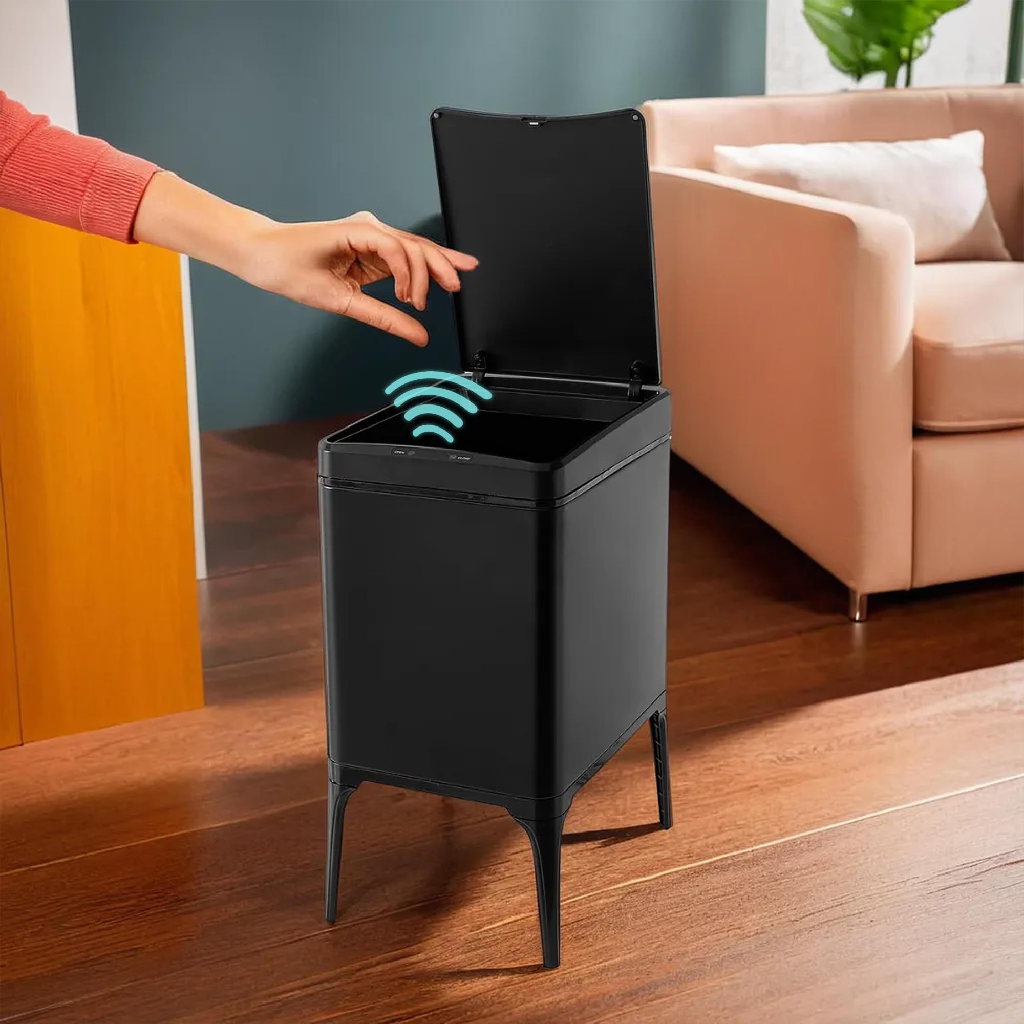 The Better Home 22L Smart Dustbin For Home| 1 Yr Warranty | Smartbin For Bathroom | Automatic dustbin For home | Steel Bin With Lid | Office Trashcan | Garbage Bin - Black