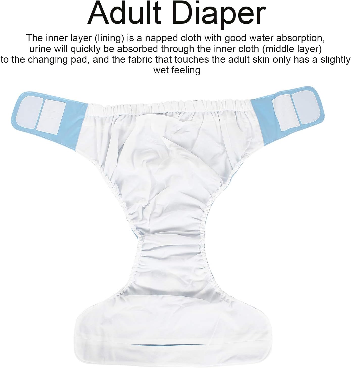 Adult Cloth Diaper Cover, Adult Leakproof Underwear with Adjustable Reusable Highly Absorbent Leakage Proof for Unisex Elderly (305 Blue)