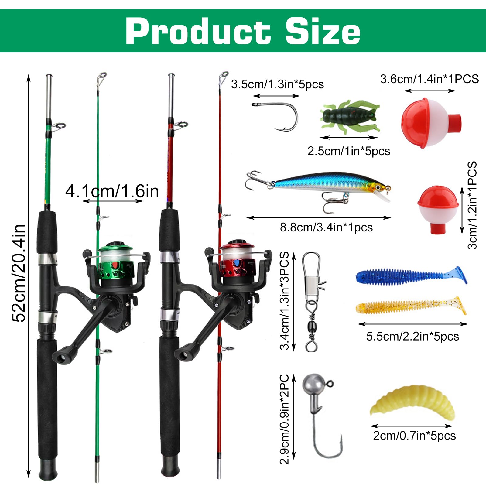 Lot De 2 Cannes À Pêche Télescopiques, Kit De Démarrage De Pêche pour Enfants 3-10 Ans