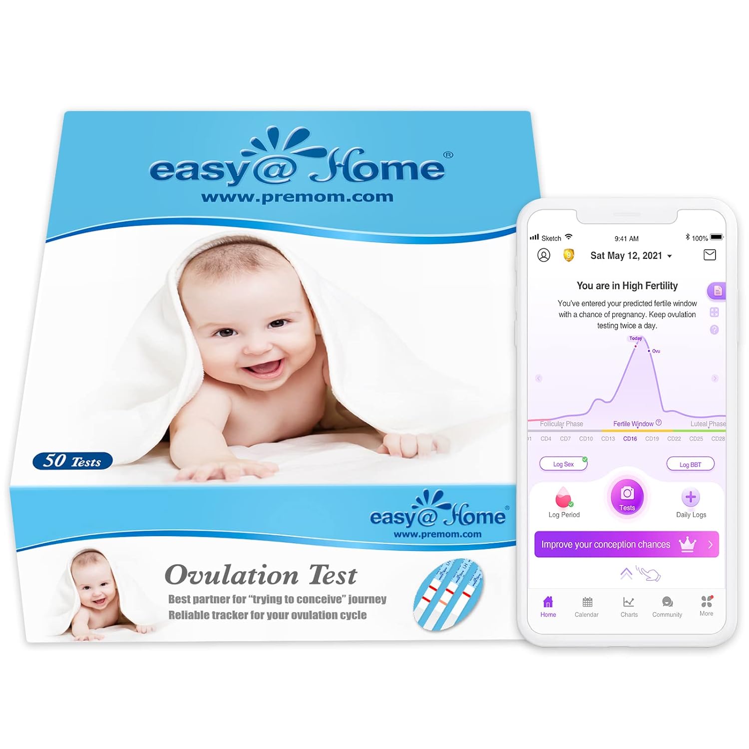 Easy@Home Ovulation Test Strips: 50 Counts Accurate LH Ovulation Strips for Women - at Home LH Surge Detection | Bulk Fertility Predictor Kits - Image 9