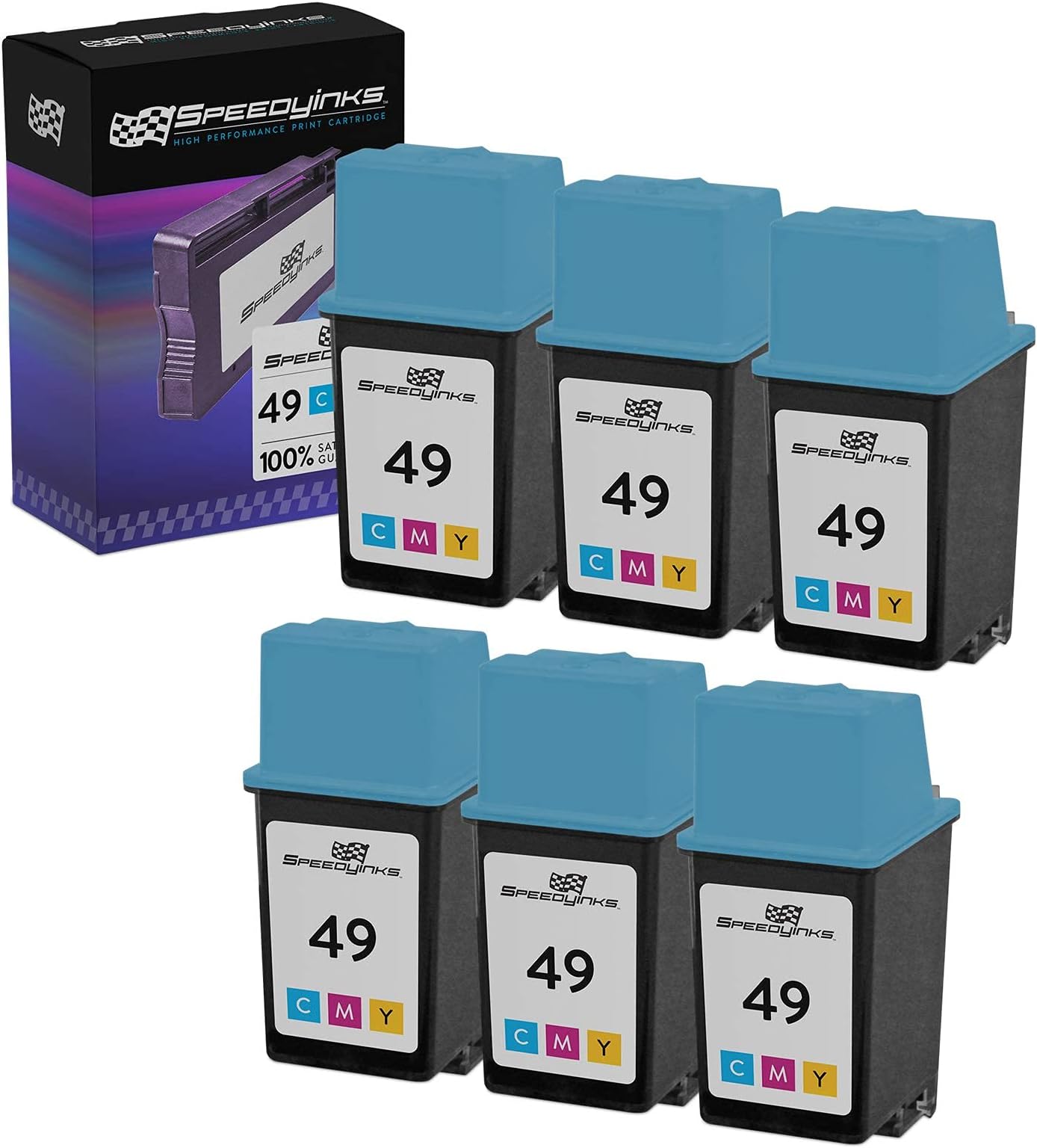 Speedy Inks Remanufactured Ink Cartridge Replacement for HP 49 (Tri-Color, 6-Pack) Compatible with HP Deskjet 610C 612 693C 693C 350 350c 370 380 500 520 570 580 590 600 600 600 600C 600C 610CL 610