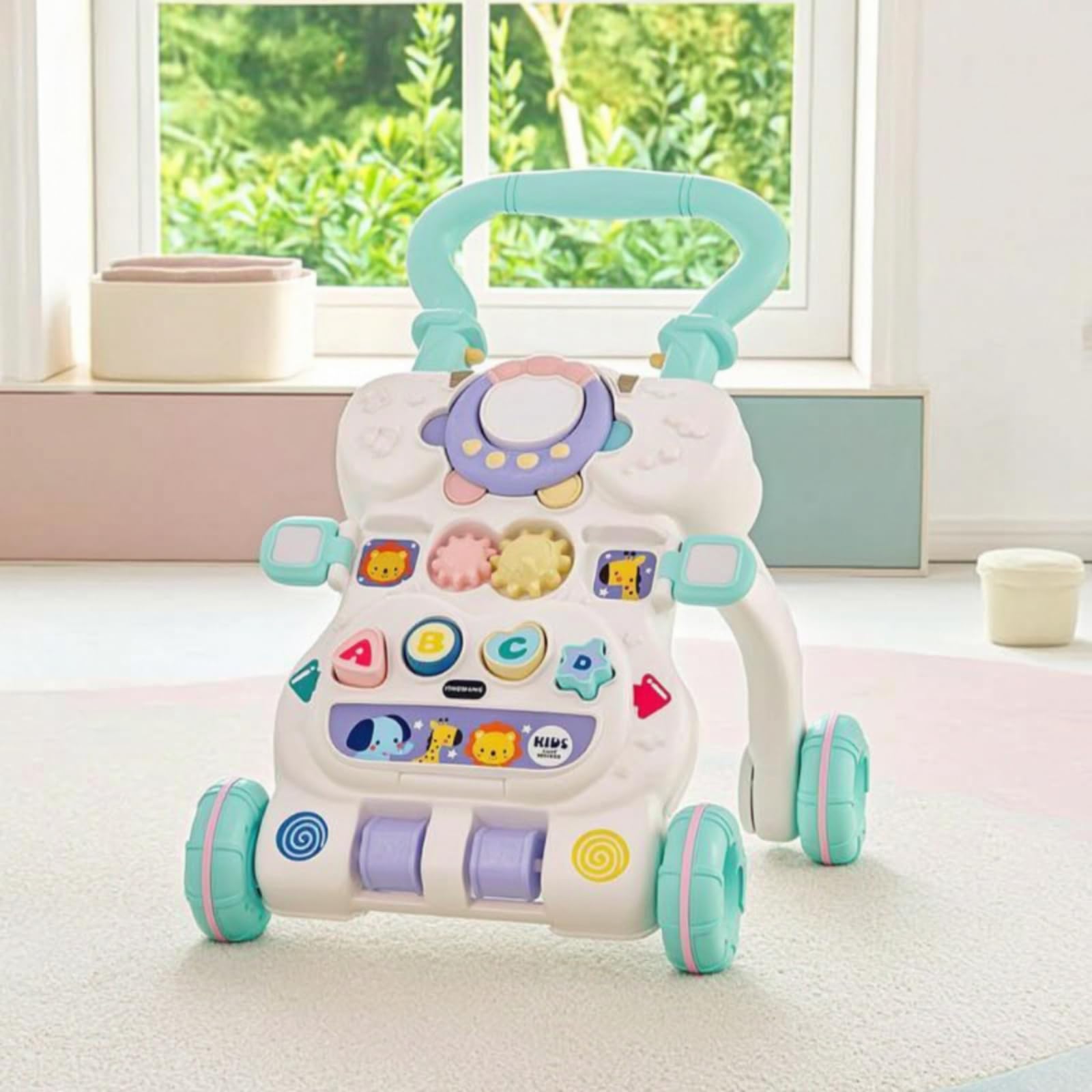 Soporte para Caminar Actividades Multifuncional Correpasillos con Ruedas Antivuelco Juguete para Casa, Pink Upgraded