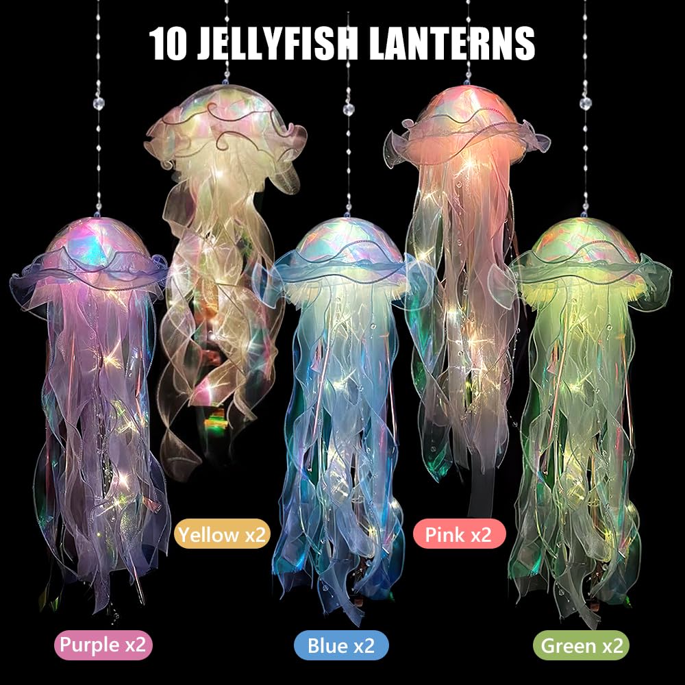 Jonuin 10 Pcs Jellyfish Light, Hanging Jellyfish Lamps, Jelly Fish Light Lamp, Jellyfishs Lanterns, Jelly Fish Decoration - Image 4