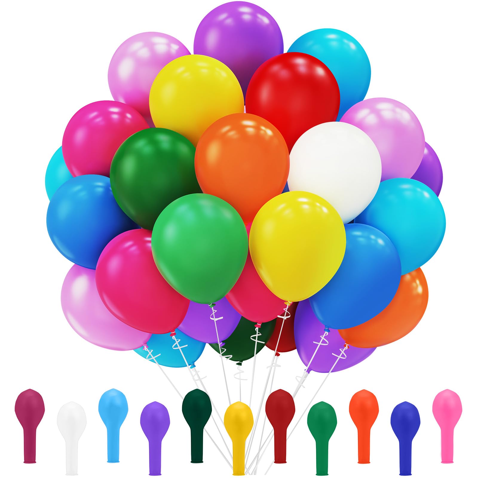 110 Rainbow Balloons Pack Assorted Color, 12 Inch Latex Balloons, 11 Color Party Helium Balloon, Colourful Balloons for Kids' Birthday Decoration, Graduation, Baby Shower, Party Supplies