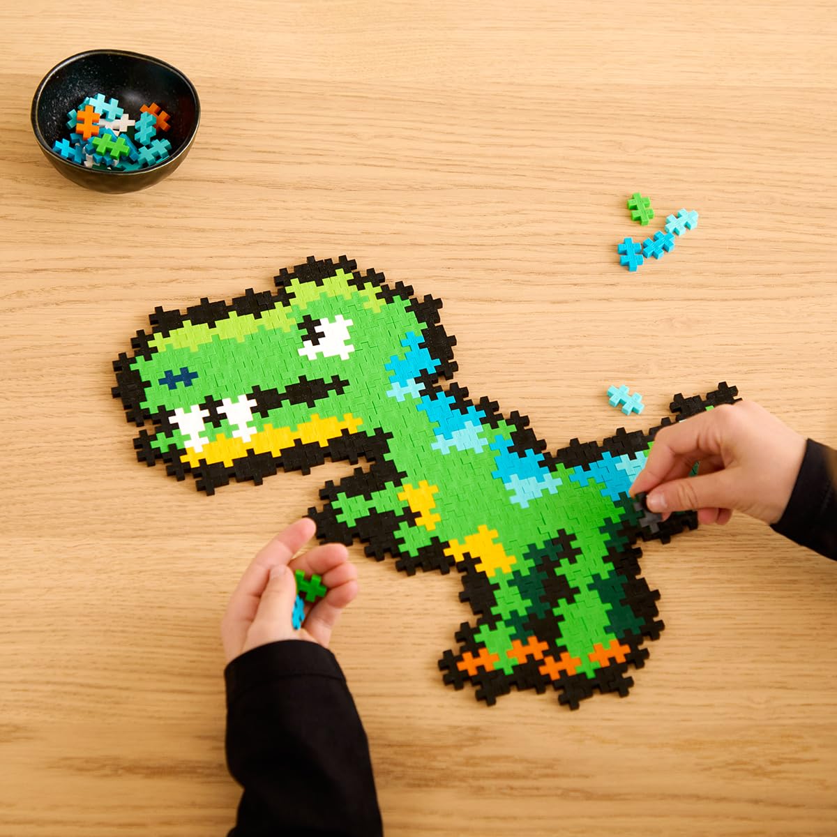 Plus-Plus - Puzzle by Number - T-Rex - 250 elementów - klocki, budowanie, zabawka edukacyjna dla dzieci, podróże, zabawka podróżna, wyprodukowane w Danii