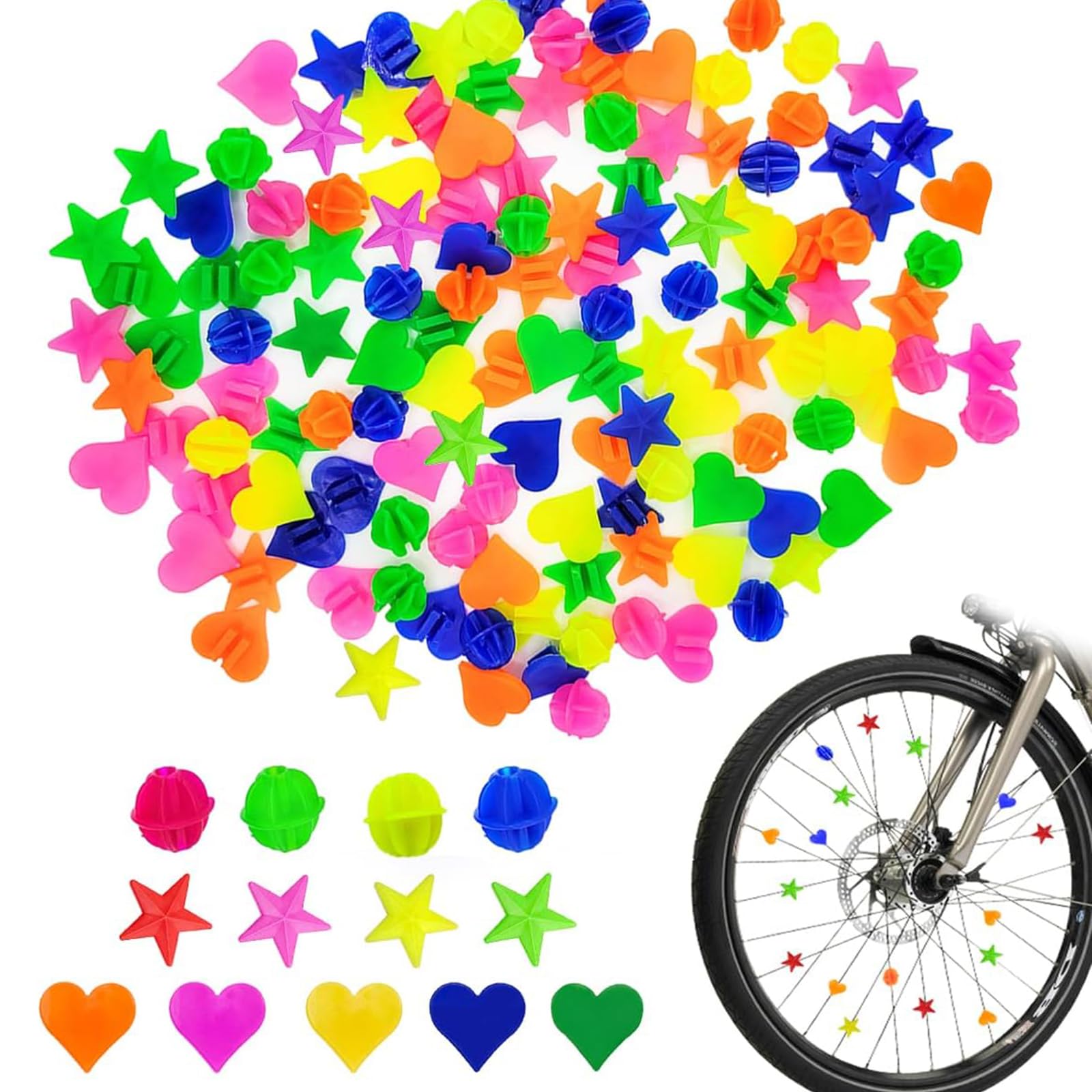 LOMSUXA 108 Stück Bunten Fahrradspeichen Fahrrad Zubehör Kinder, Kinderfahrrad Zubehör, Fahrrad Speichenperlen Kinderfahrrad Speichenklicker, Fahrradspeichen Dekorationen für Mädchen und Jungen Sport & Freizeit